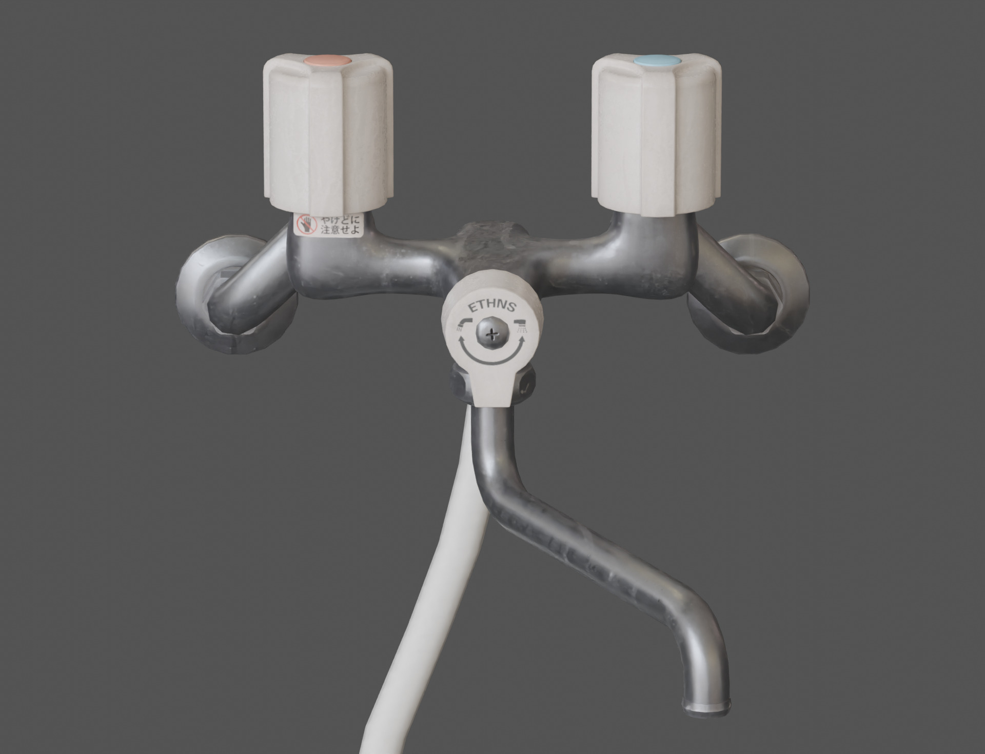 Low-Poly Japanese Shower Faucet Set Low-poly 3D model_5