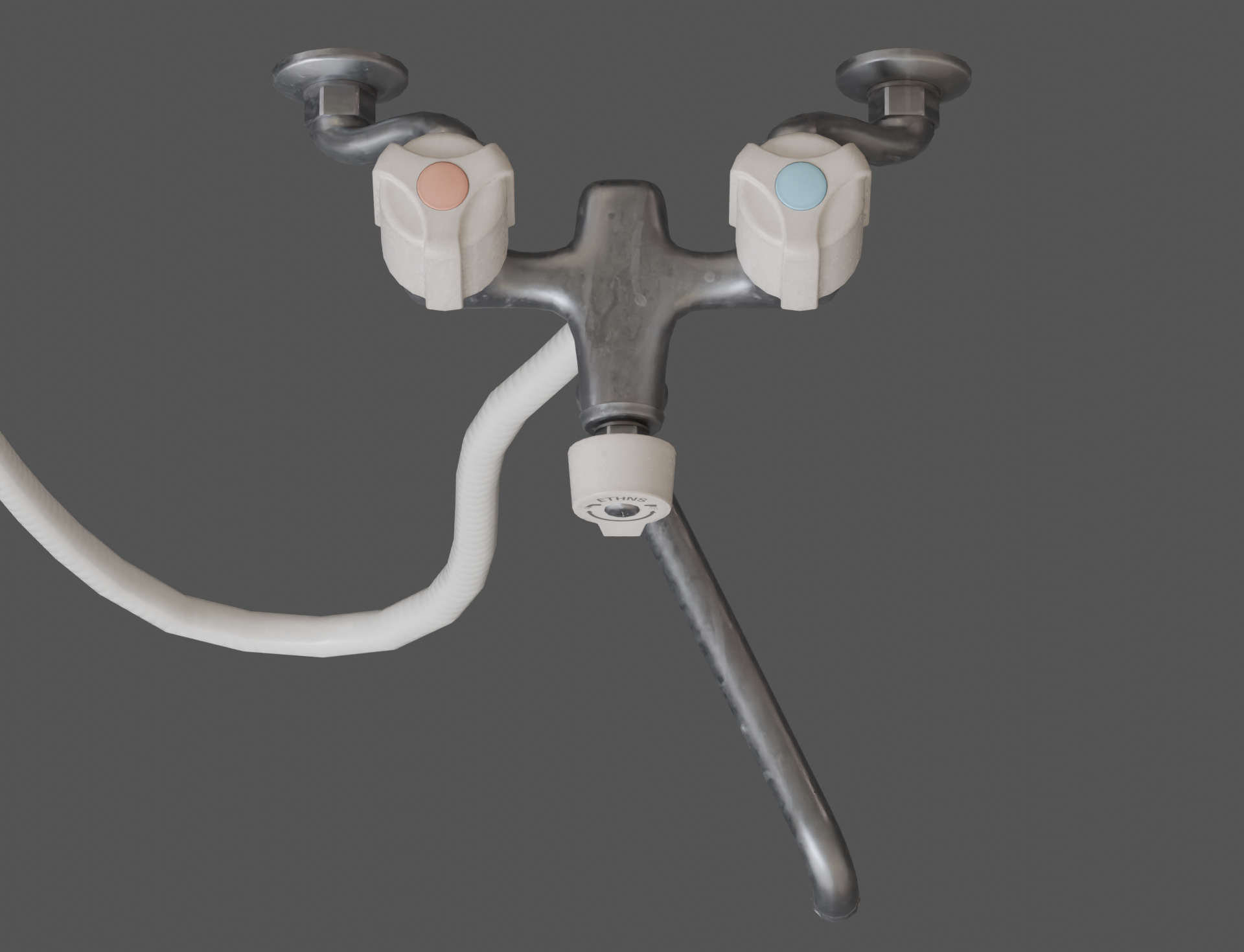 Low-Poly Japanese Shower Faucet Set Low-poly 3D model_8