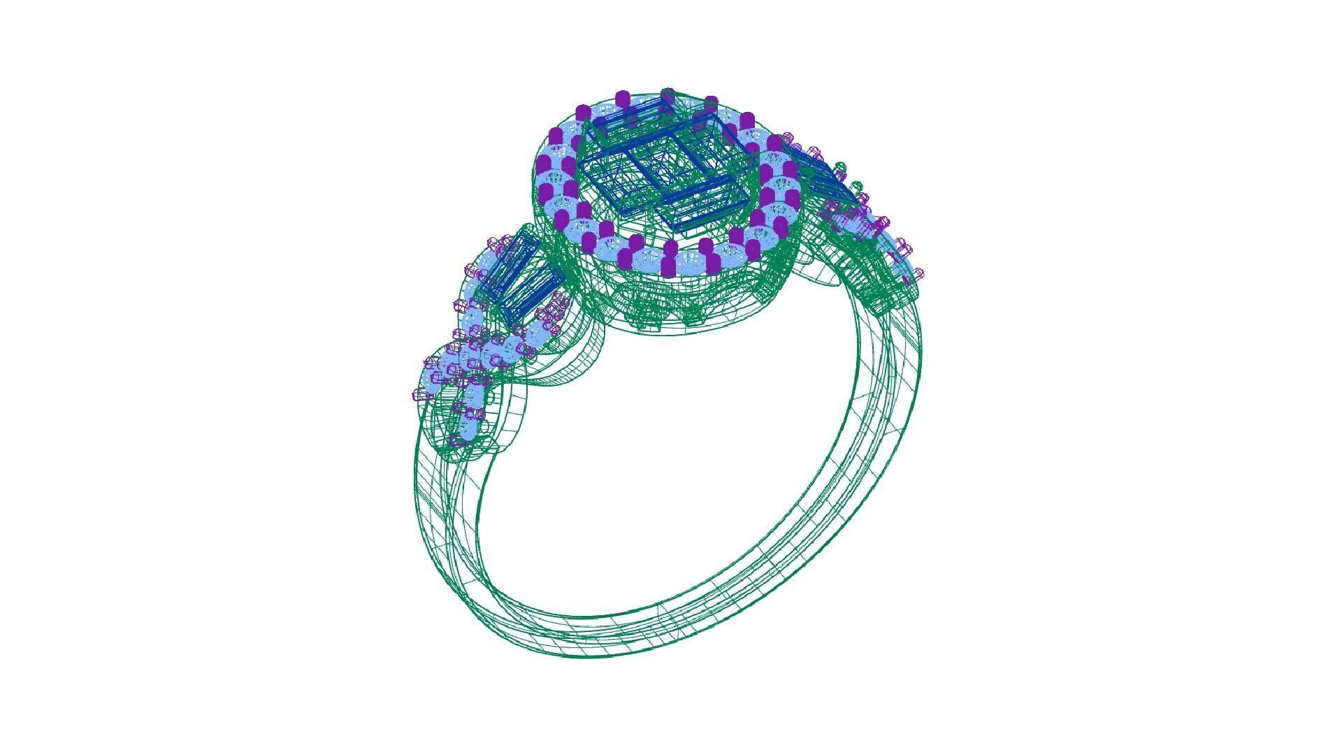 GOLD AND SAPPHIRE DIAMOND COCKTAIL RING 3D print model_4