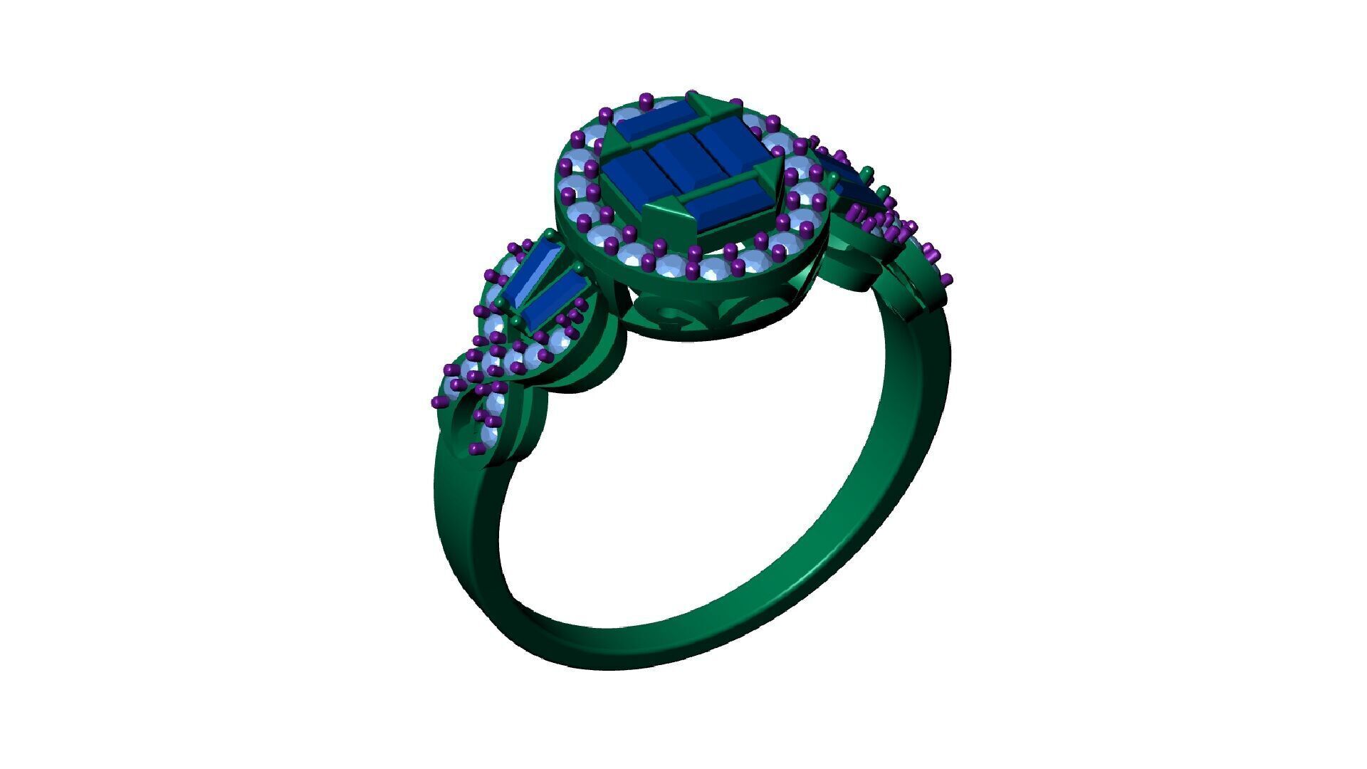 GOLD AND SAPPHIRE DIAMOND COCKTAIL RING 3D print model_3