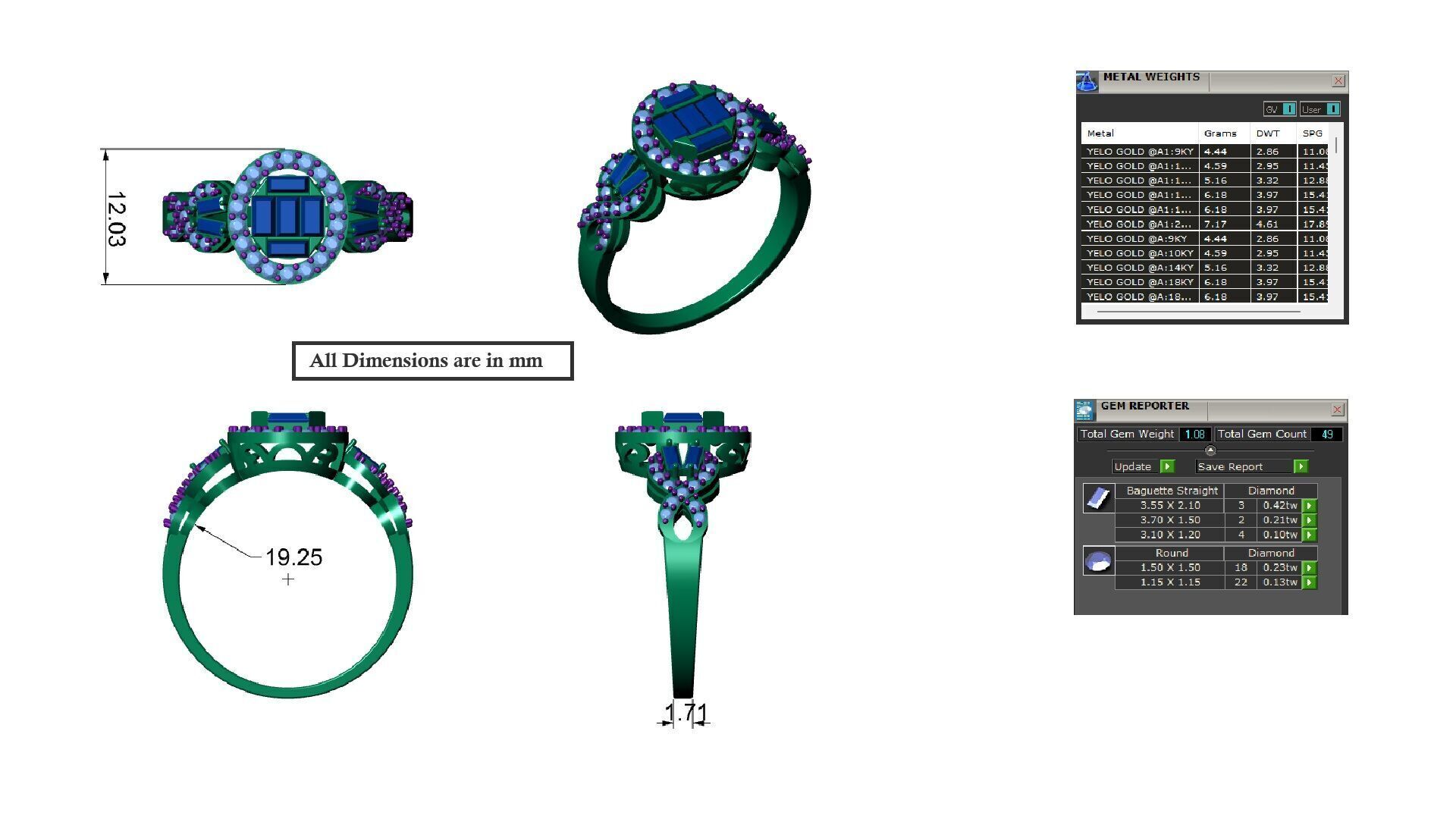 GOLD AND SAPPHIRE DIAMOND COCKTAIL RING 3D print model_5