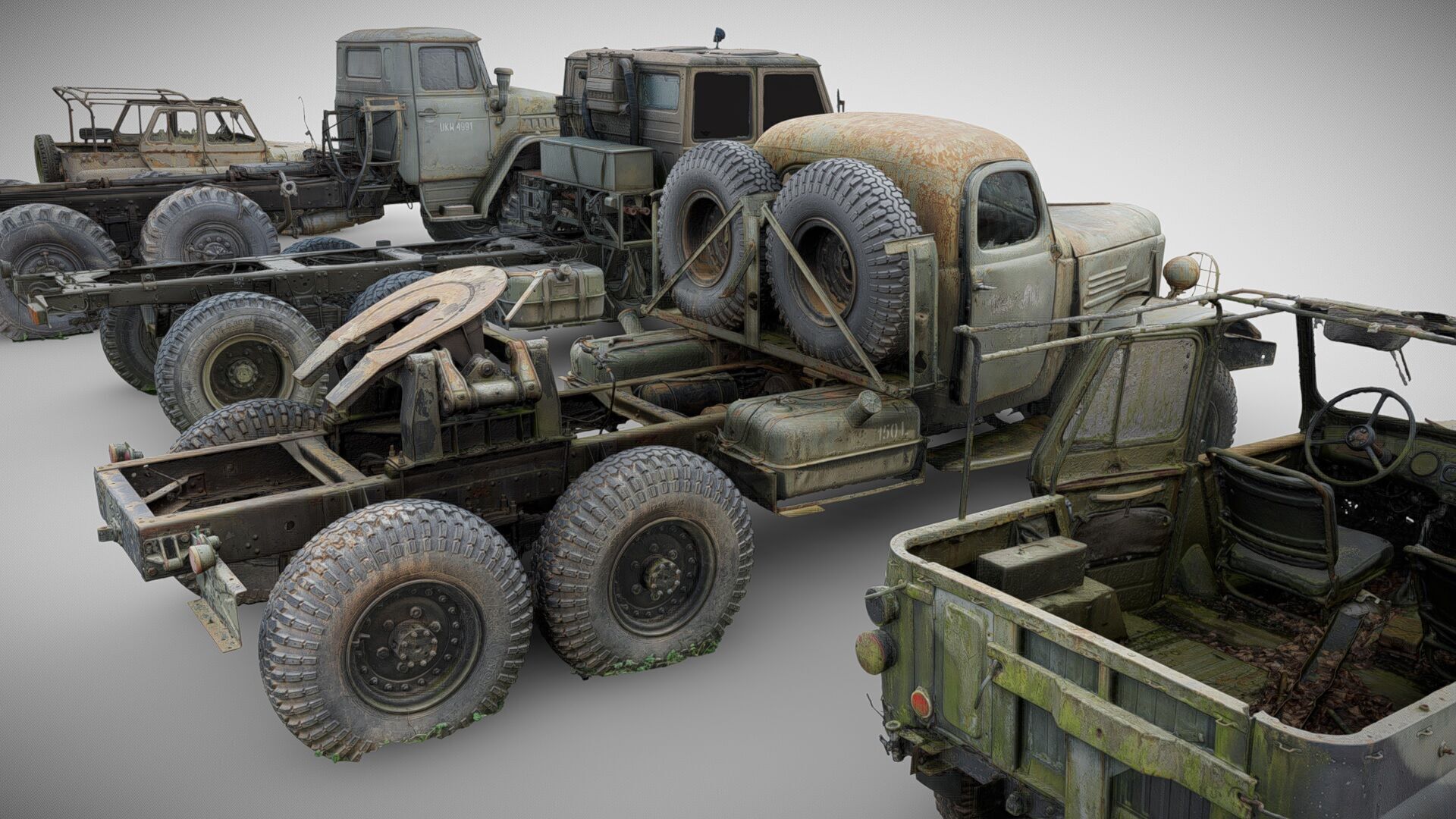 Wrecks of military vehicles - package 01 3D model_6