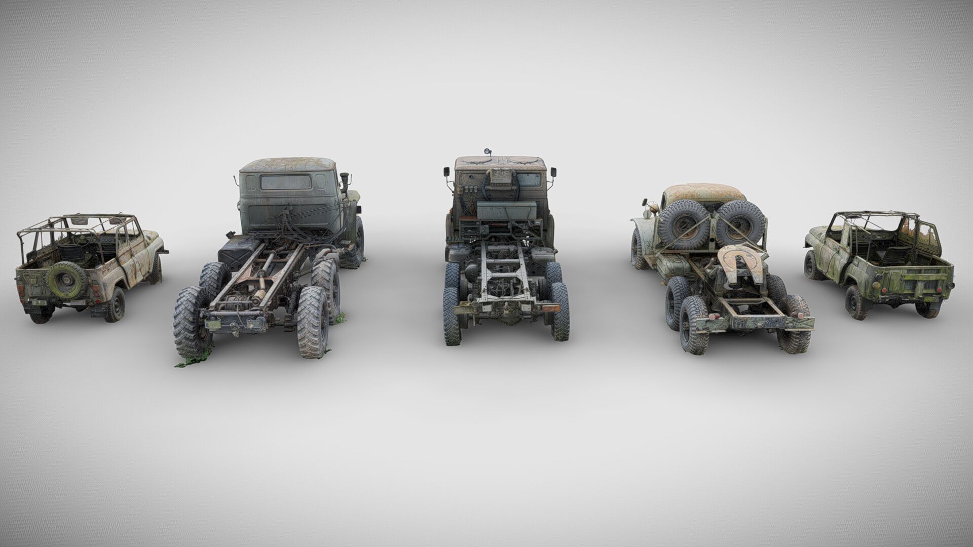 Wrecks of military vehicles - package 01 3D model_3
