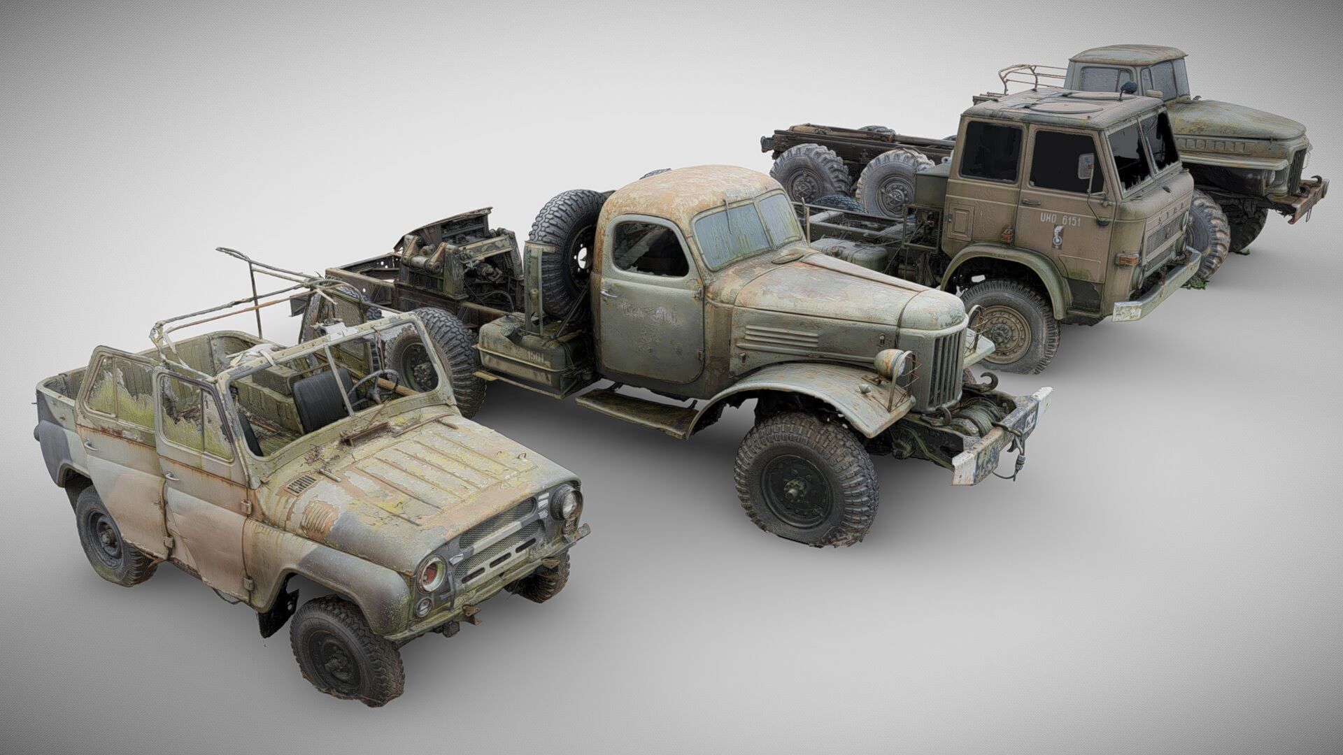 Wrecks of military vehicles - package 01 3D model_5