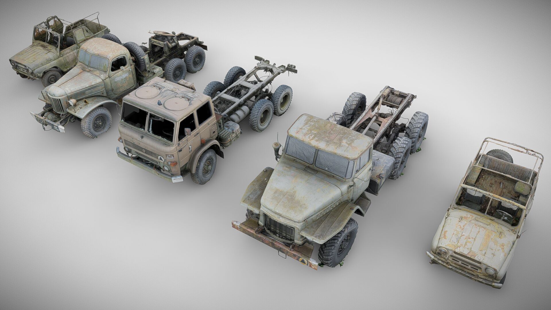 Wrecks of military vehicles - package 01 3D model_1