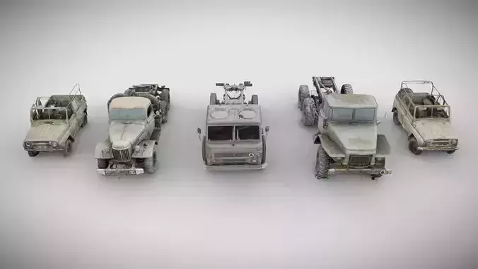 Wrecks of military vehicles - package 01 3D model