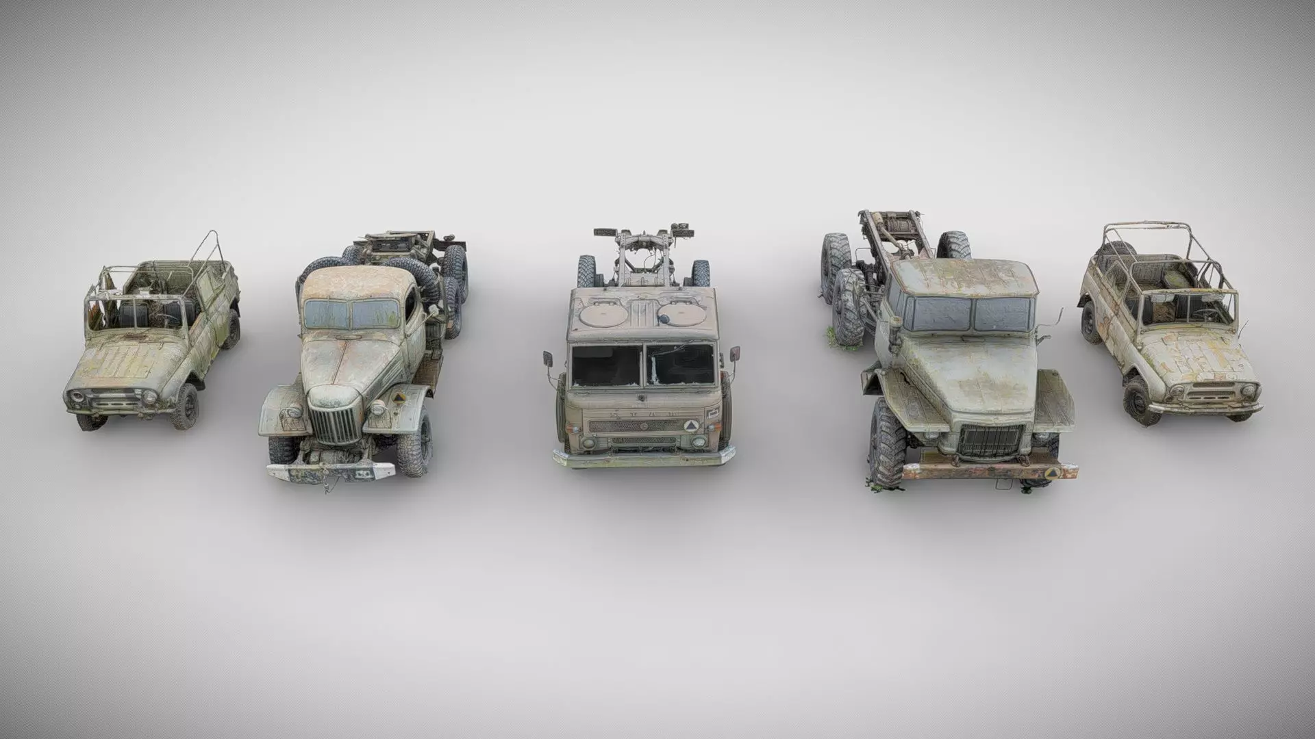 Wrecks of military vehicles - package 01 3D model_0