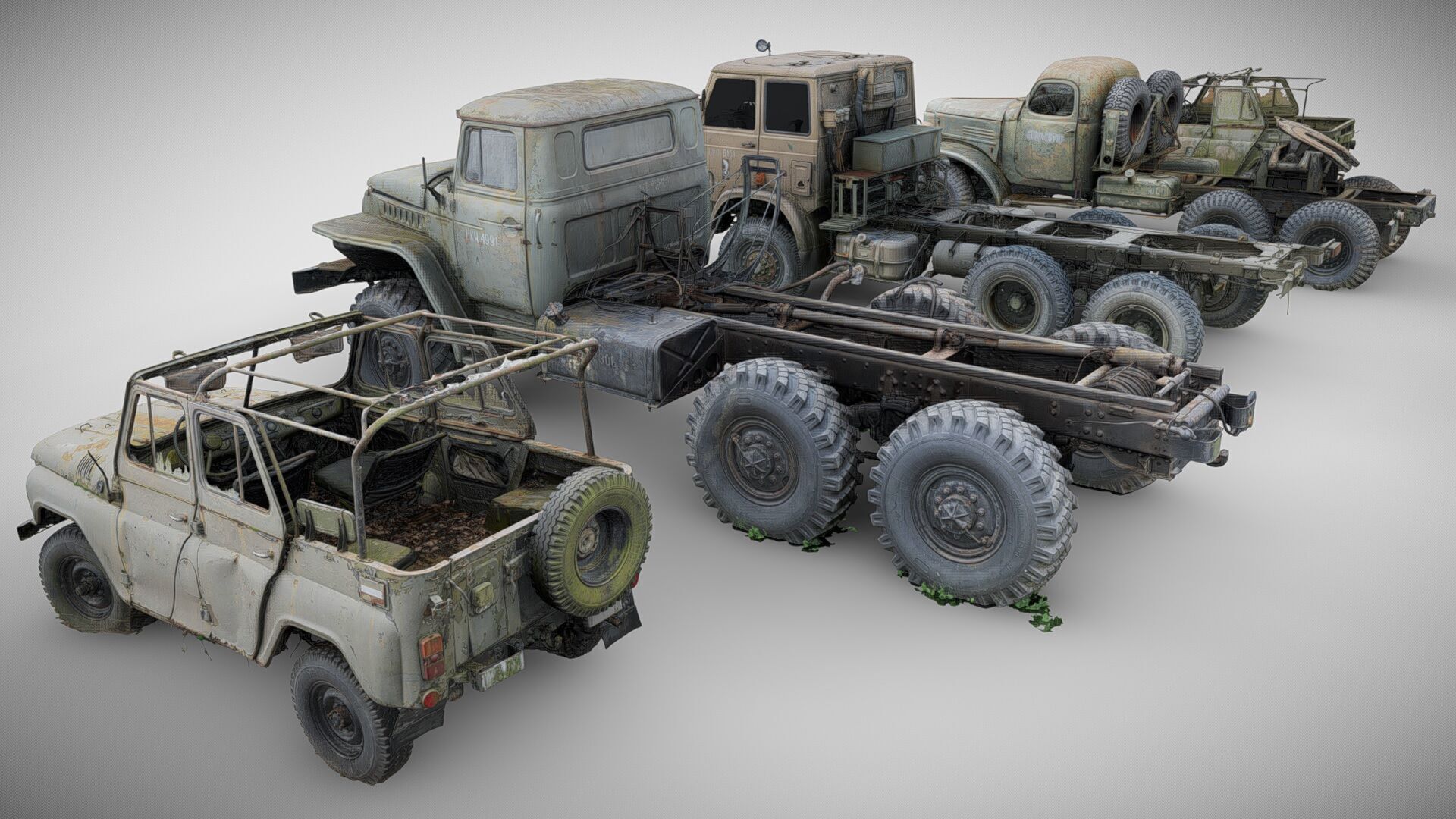 Wrecks of military vehicles - package 01 3D model_4