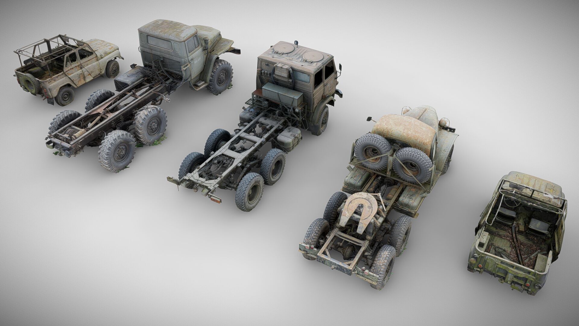 Wrecks of military vehicles - package 01 3D model_2