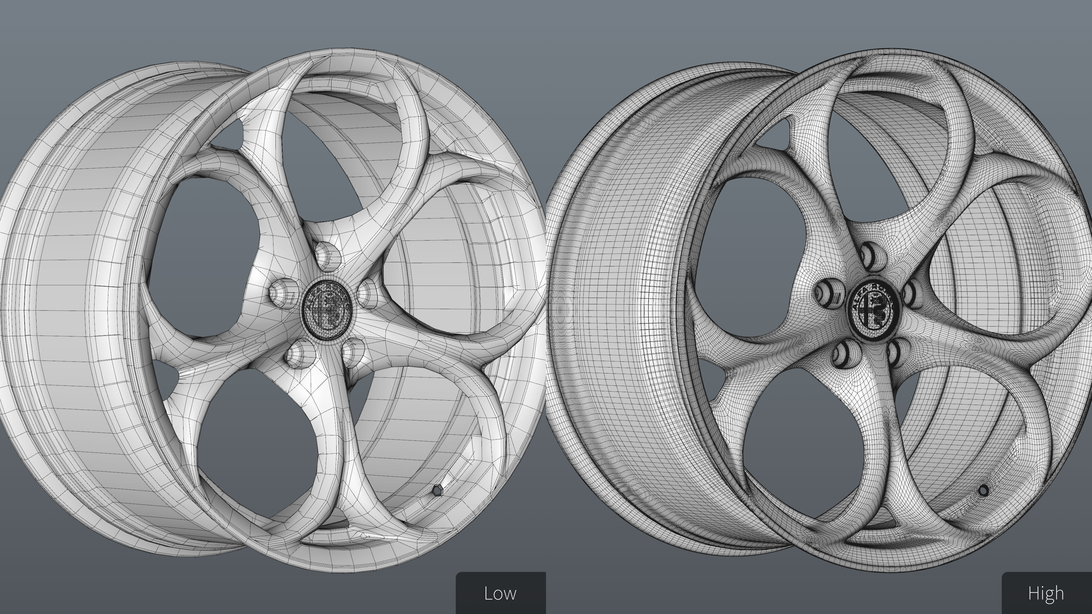 Alfa Romeo Giulia rim Low-poly 3D model_25