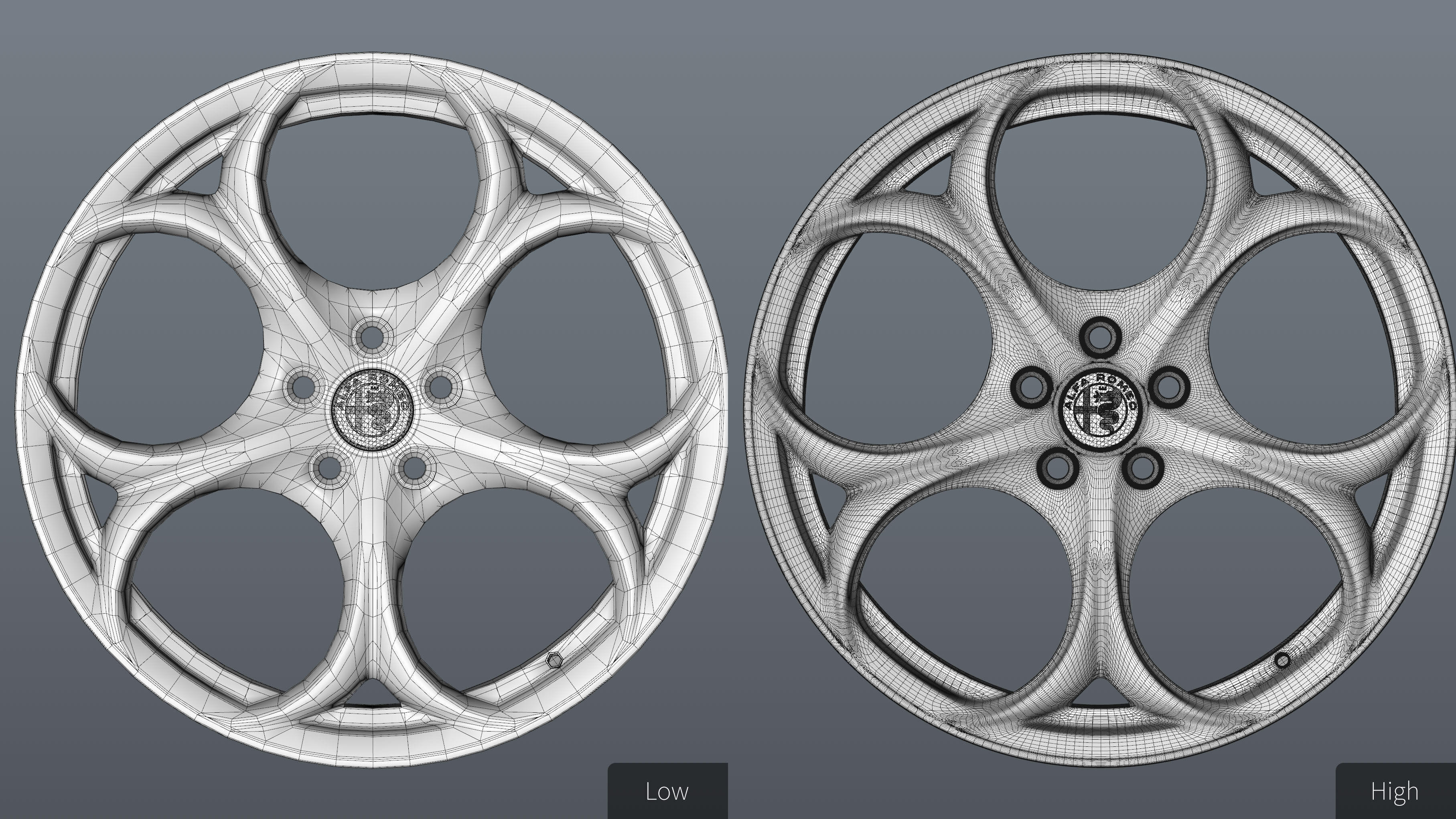 Alfa Romeo Giulia rim Low-poly 3D model_26