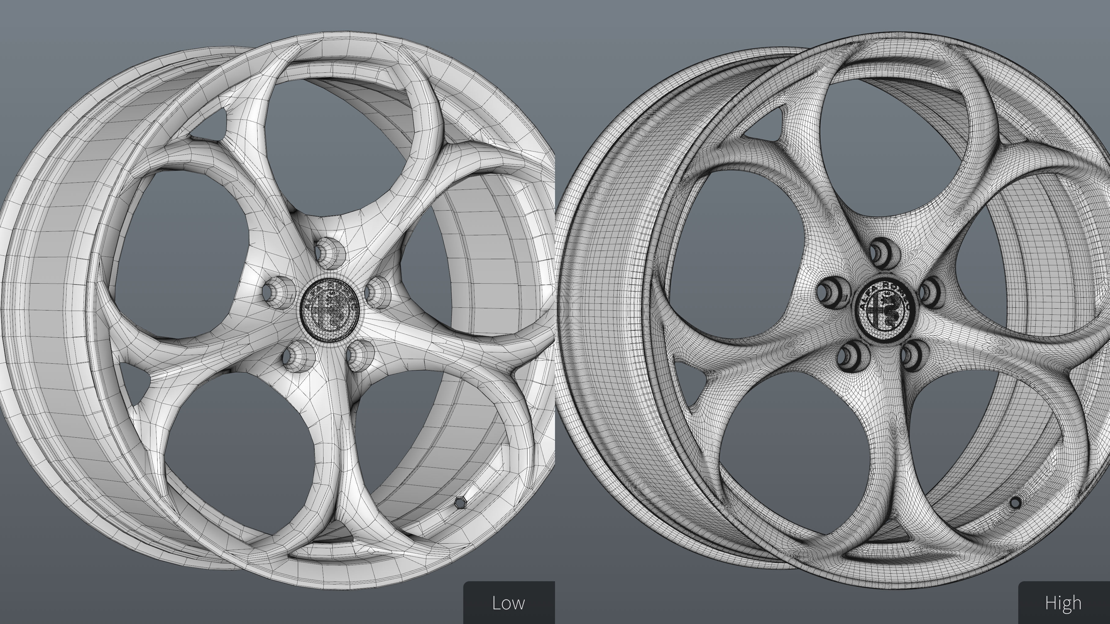 Alfa Romeo Giulia rim Low-poly 3D model_24