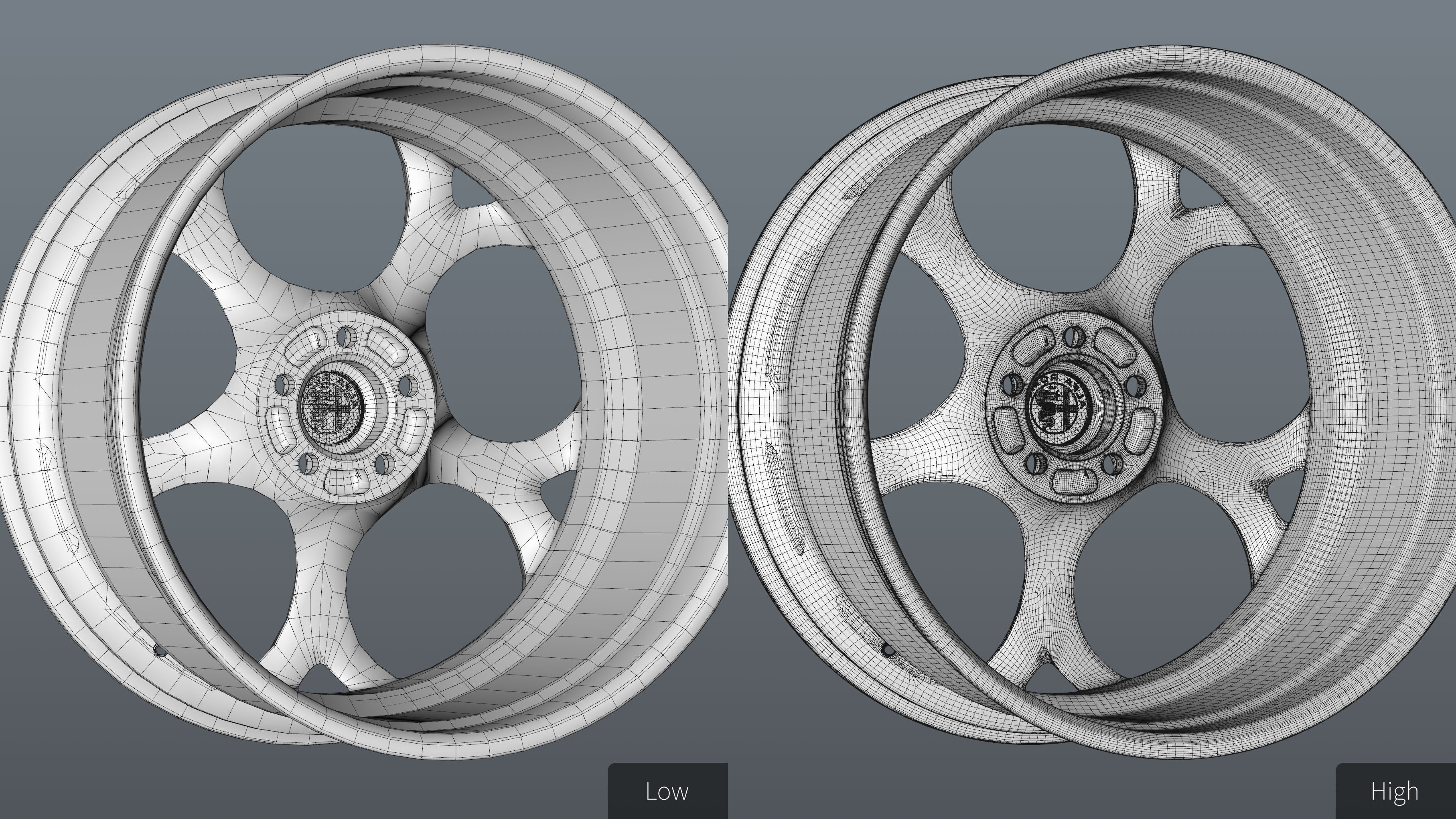 Alfa Romeo Giulia rim Low-poly 3D model_28