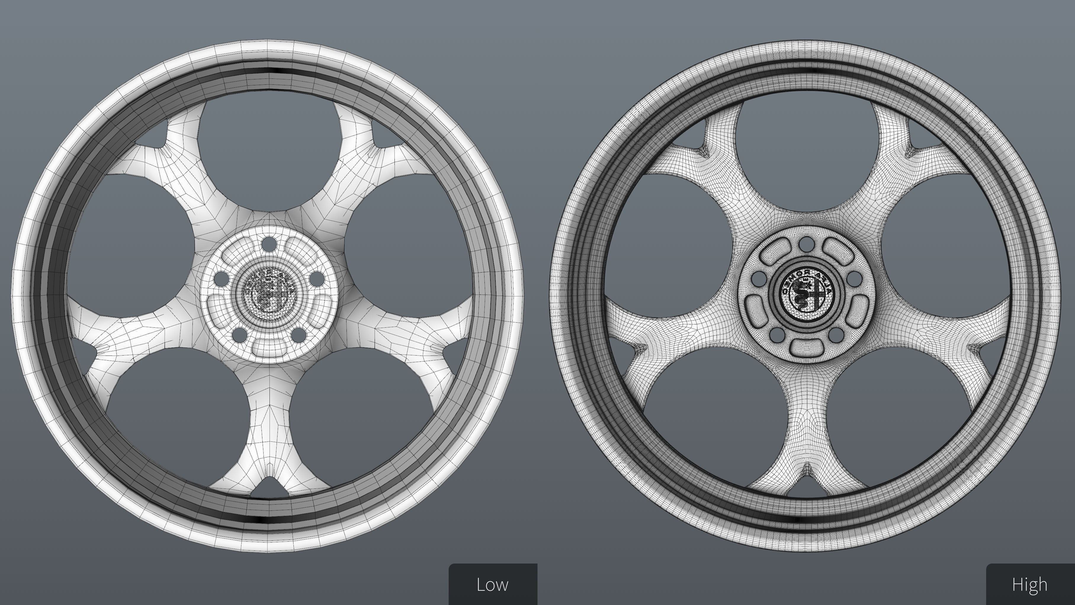 Alfa Romeo Giulia rim Low-poly 3D model_29