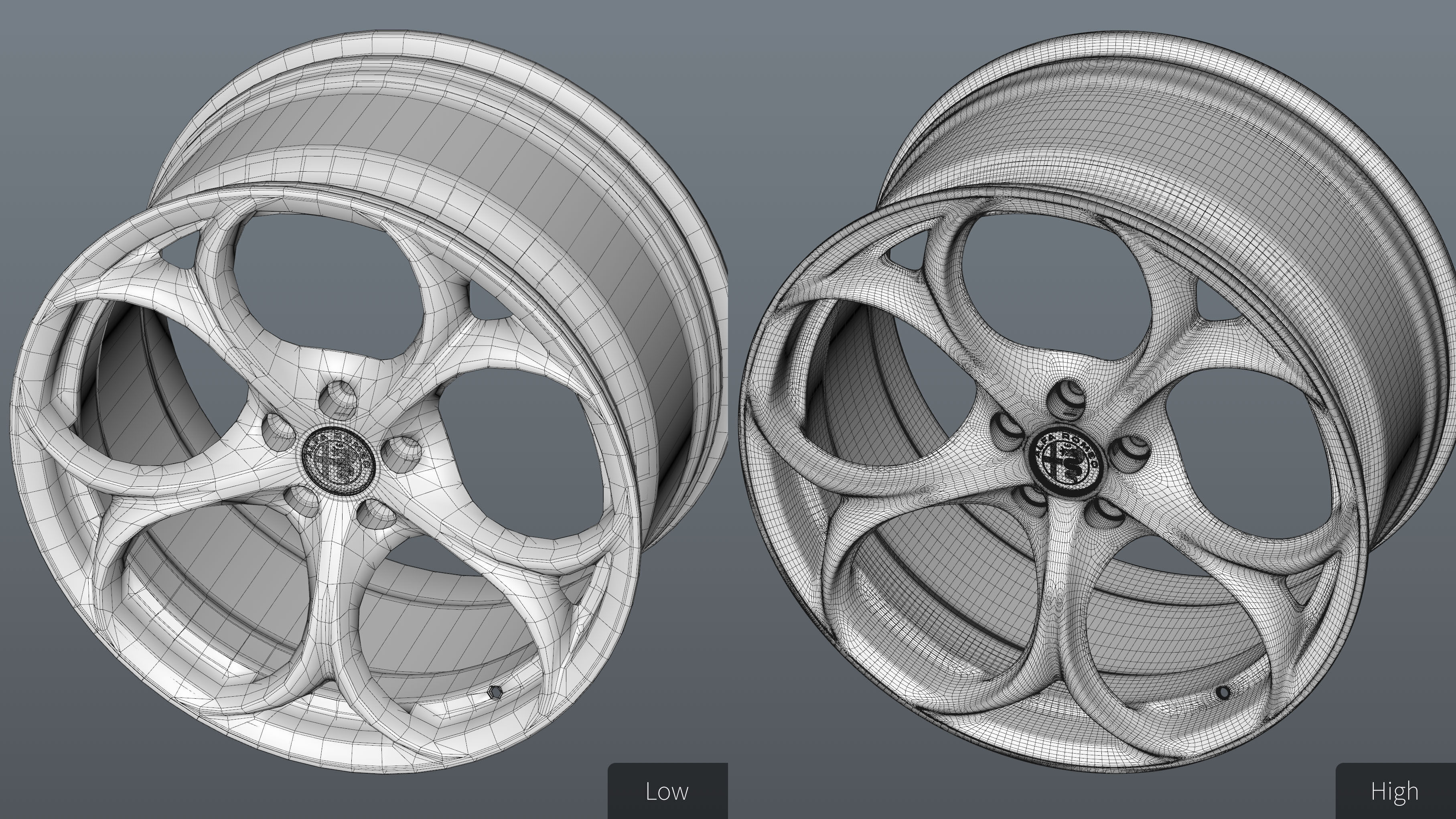 Alfa Romeo Giulia rim Low-poly 3D model_27