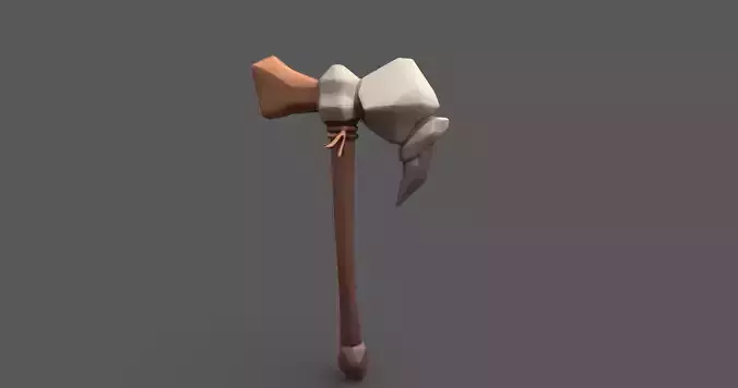 Primitive Stone War Axe- Game Ready Low Poly 3D Model Low-poly 3D model