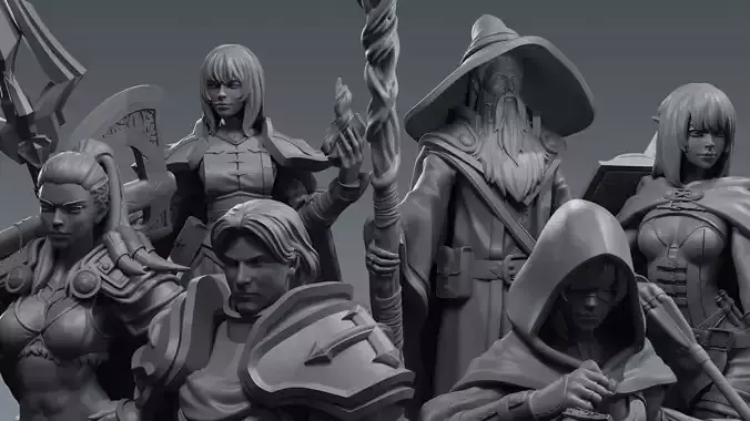 Hero party - DND Miniature collection - Pre-Supported 3D print model