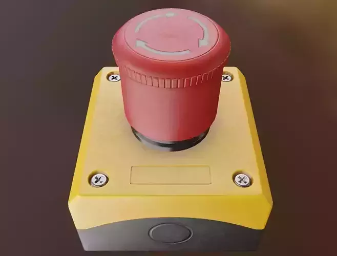 Red push-button emergency stop switch with box