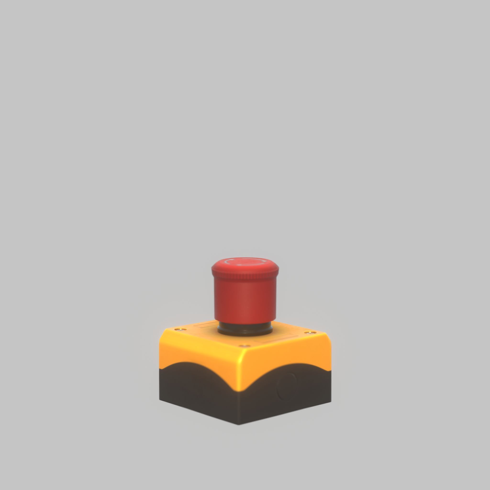 Red push-button emergency stop switch with box Low-poly 3D model_49