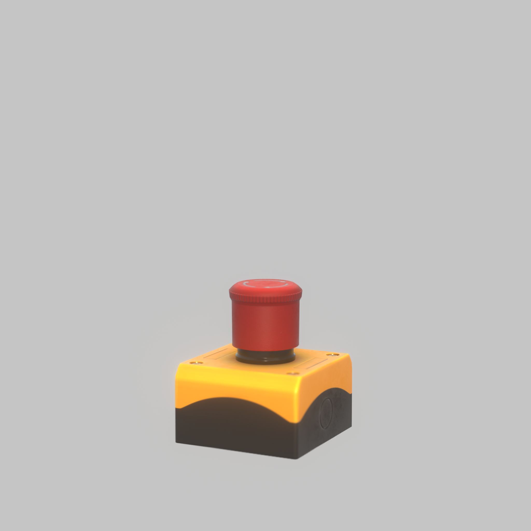 Red push-button emergency stop switch with box Low-poly 3D model_58