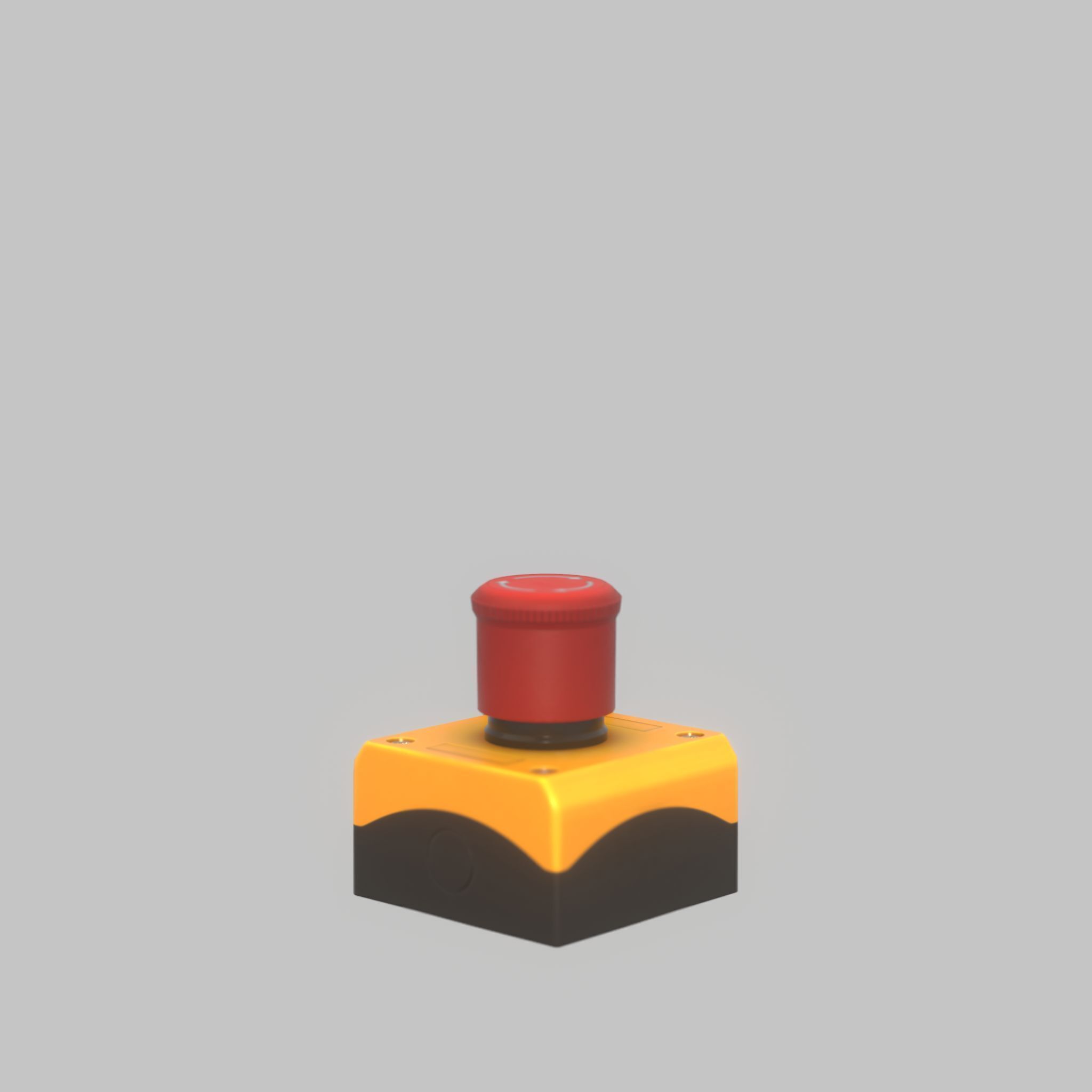 Red push-button emergency stop switch with box Low-poly 3D model_32