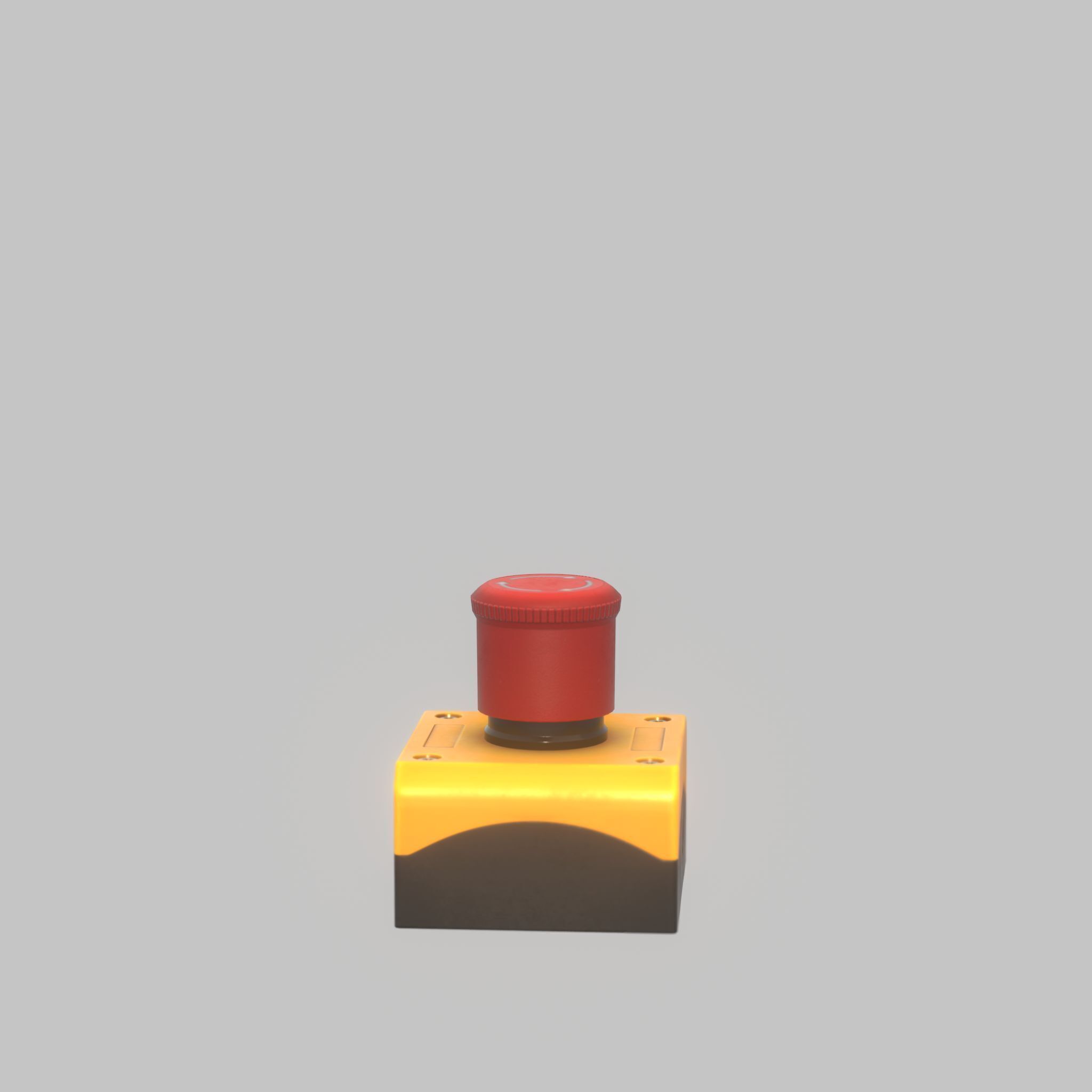 Red push-button emergency stop switch with box Low-poly 3D model_47
