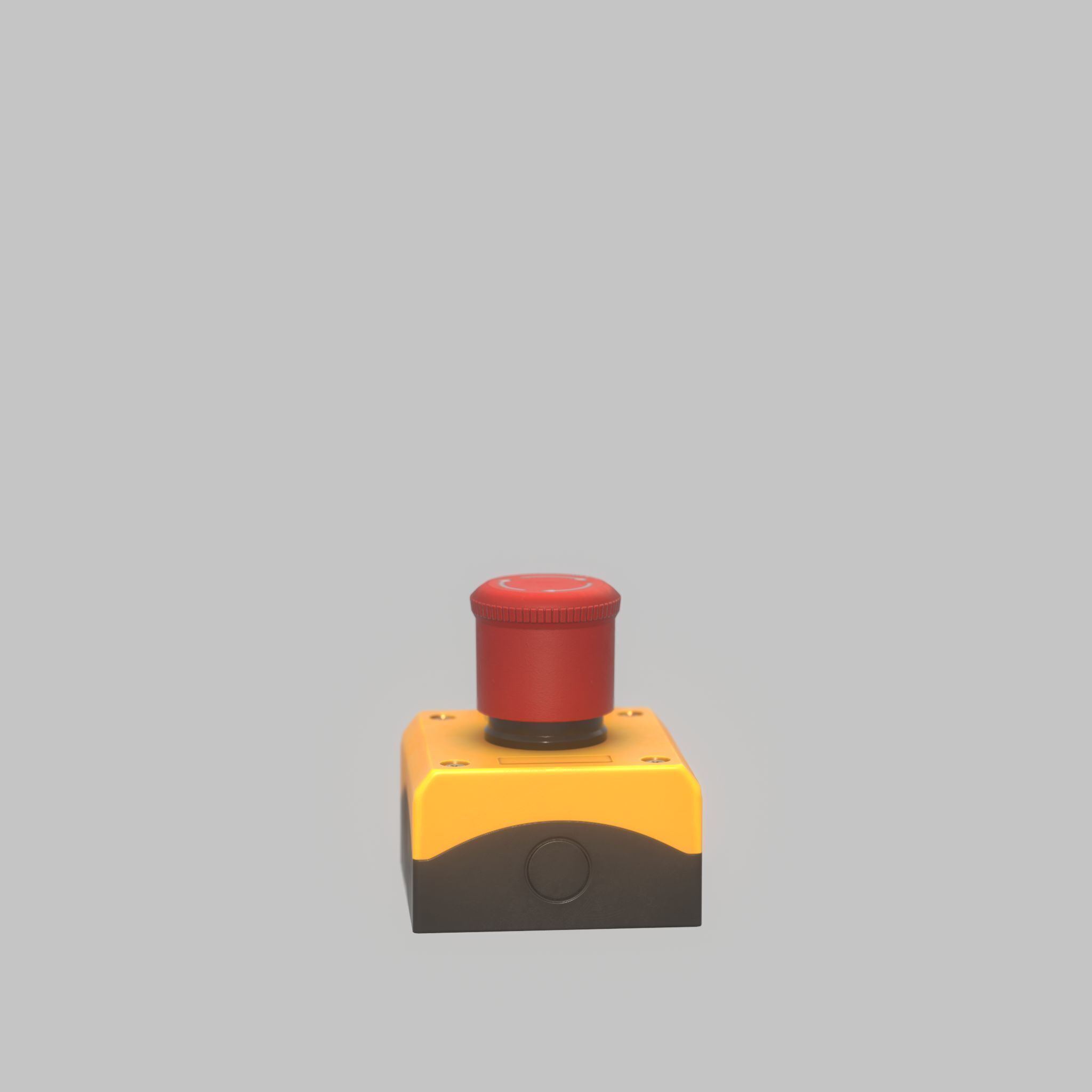 Red push-button emergency stop switch with box Low-poly 3D model_54