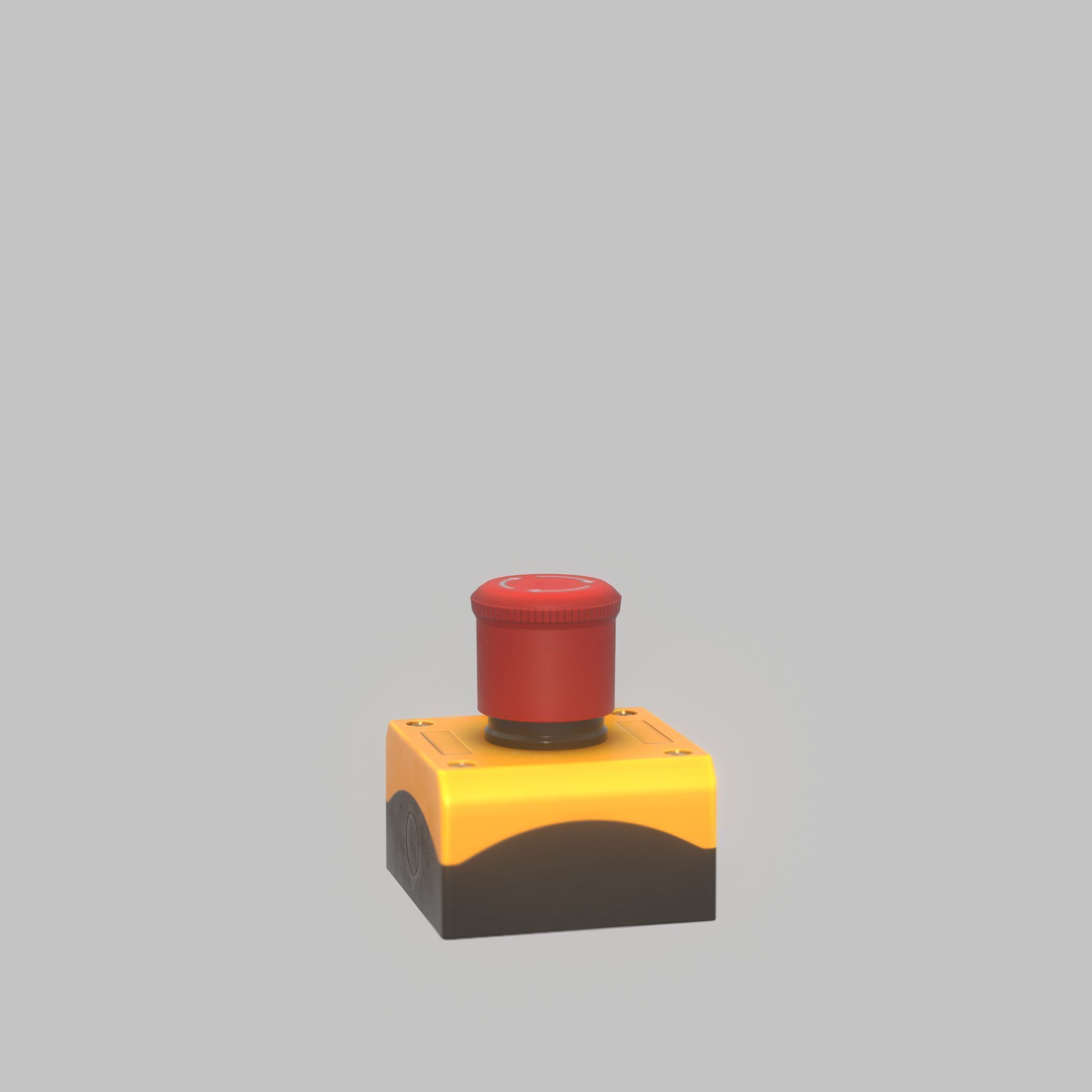 Red push-button emergency stop switch with box Low-poly 3D model_41