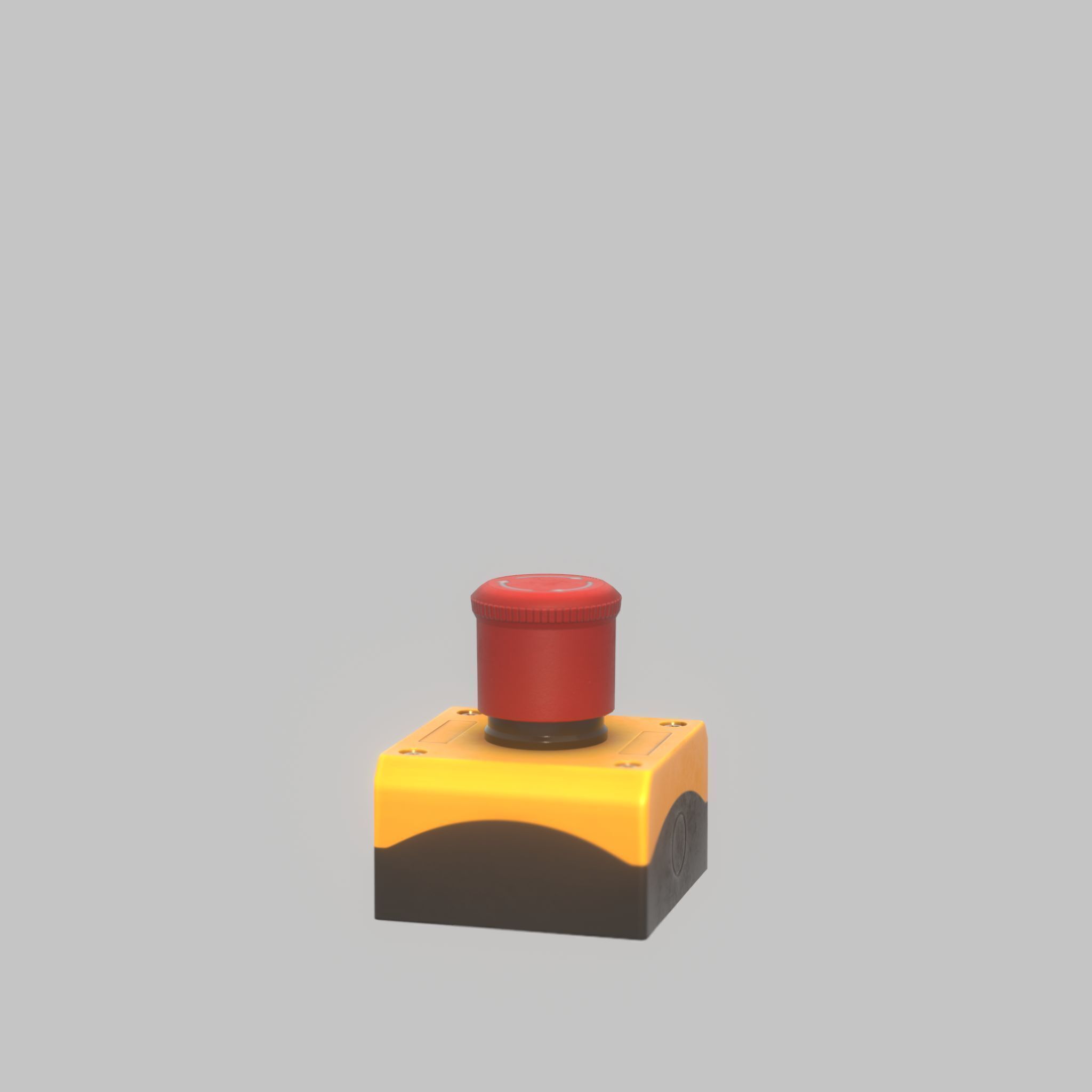 Red push-button emergency stop switch with box Low-poly 3D model_51