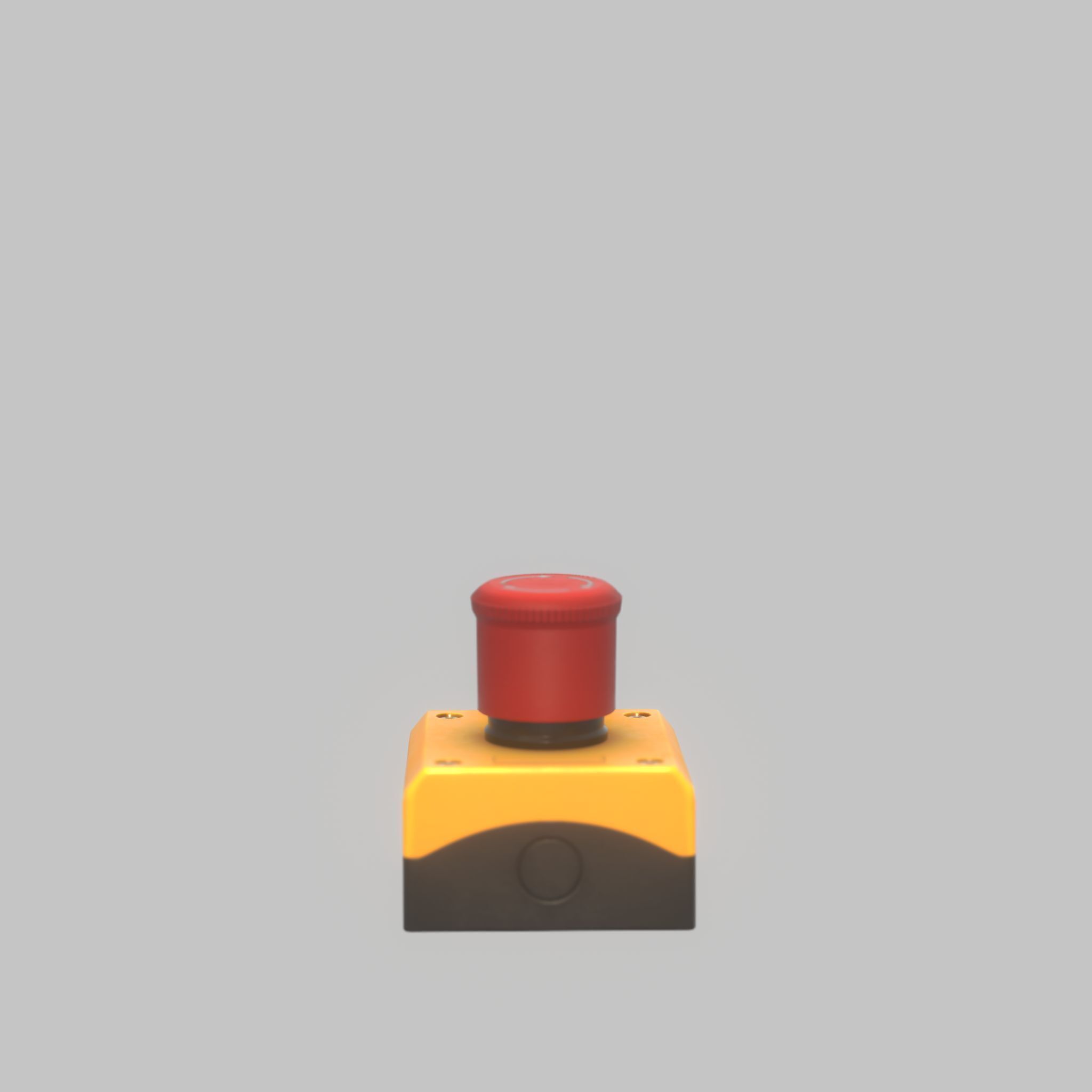 Red push-button emergency stop switch with box Low-poly 3D model_30
