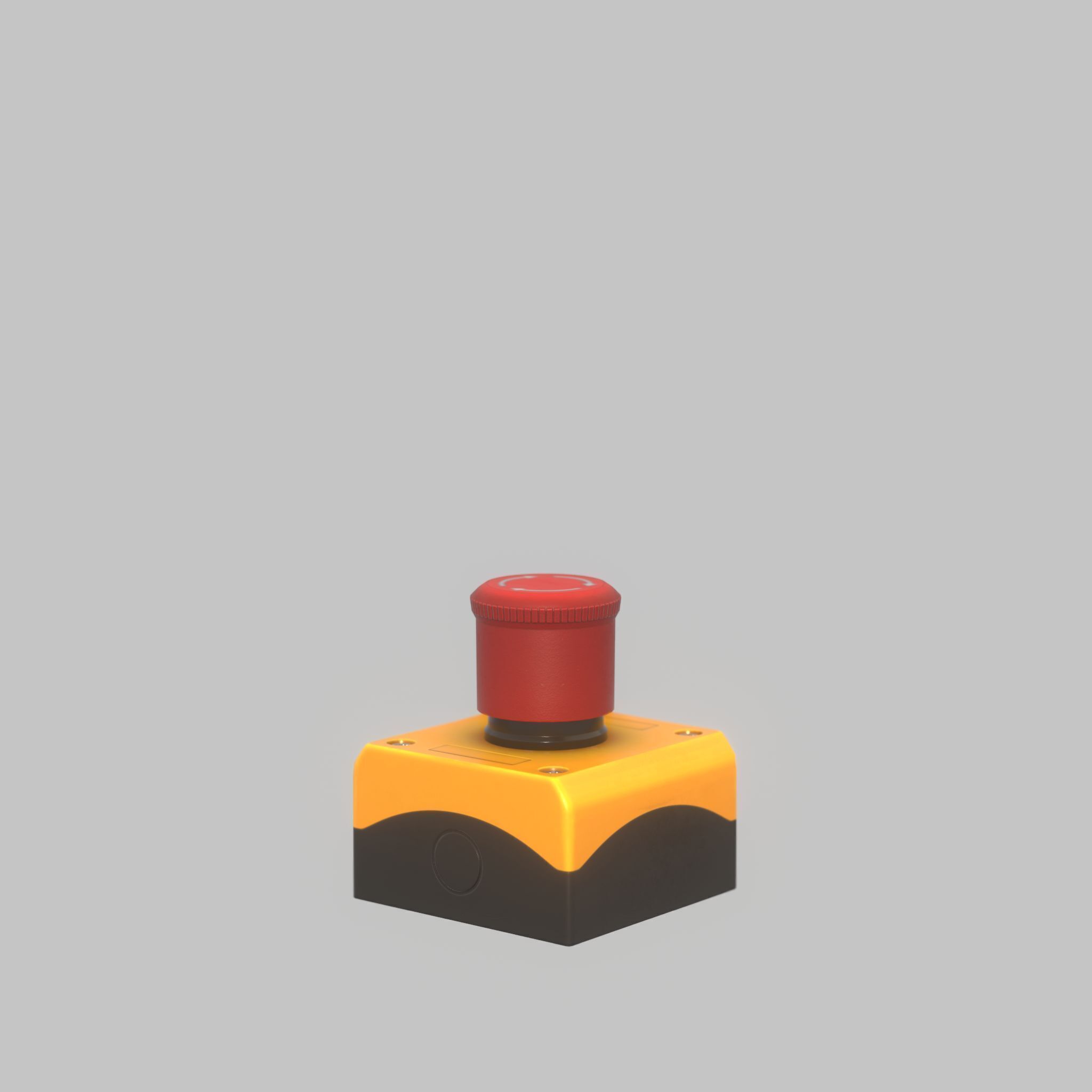 Red push-button emergency stop switch with box Low-poly 3D model_43