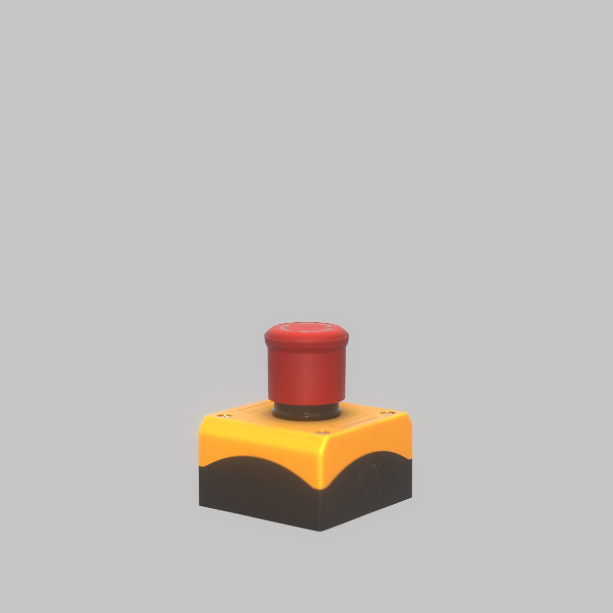 Red push-button emergency stop switch with box Low-poly 3D model_56