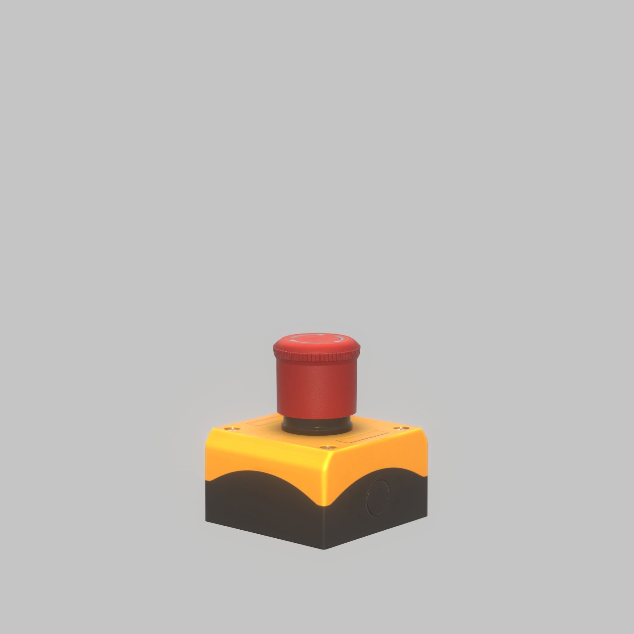 Red push-button emergency stop switch with box Low-poly 3D model_55