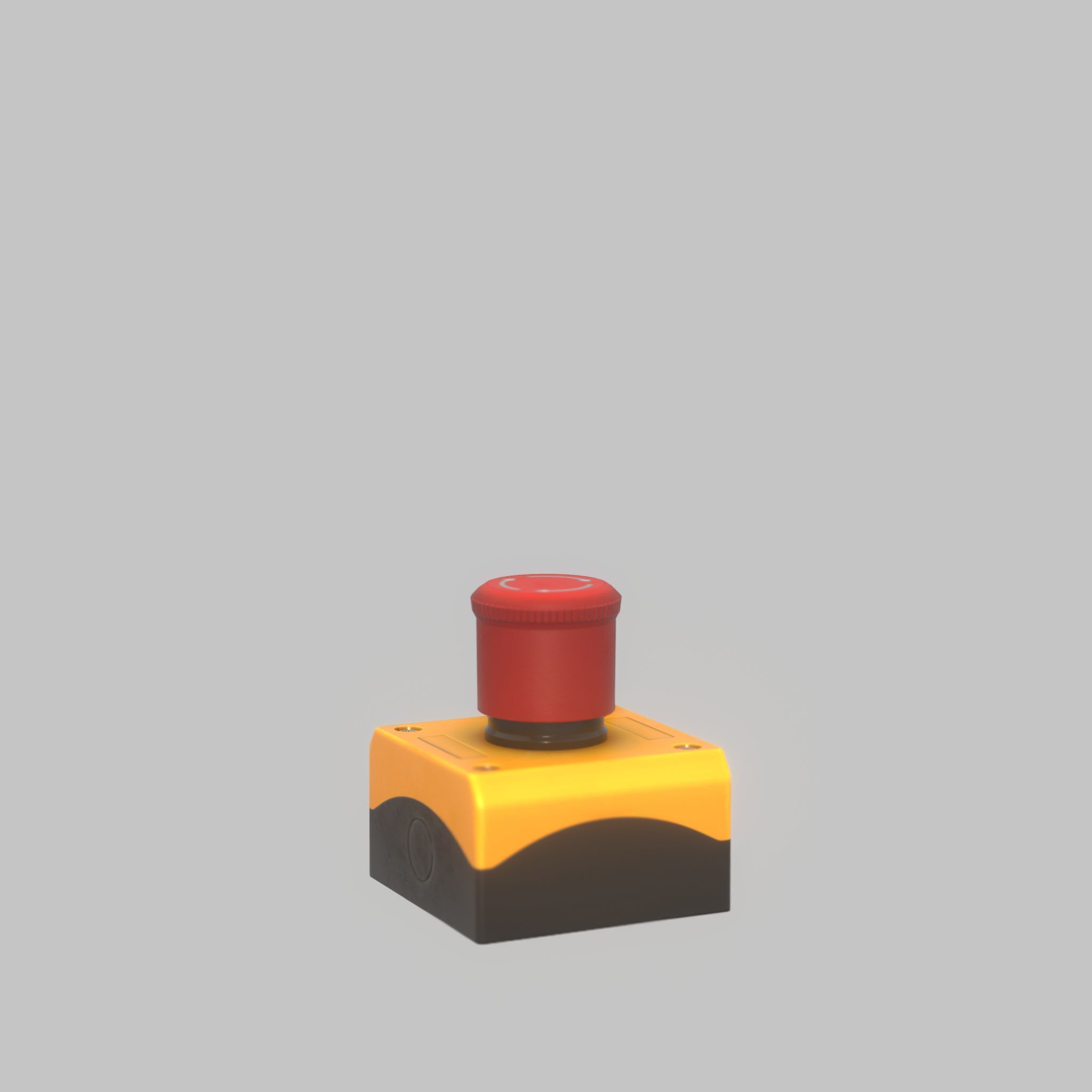 Red push-button emergency stop switch with box Low-poly 3D model_37