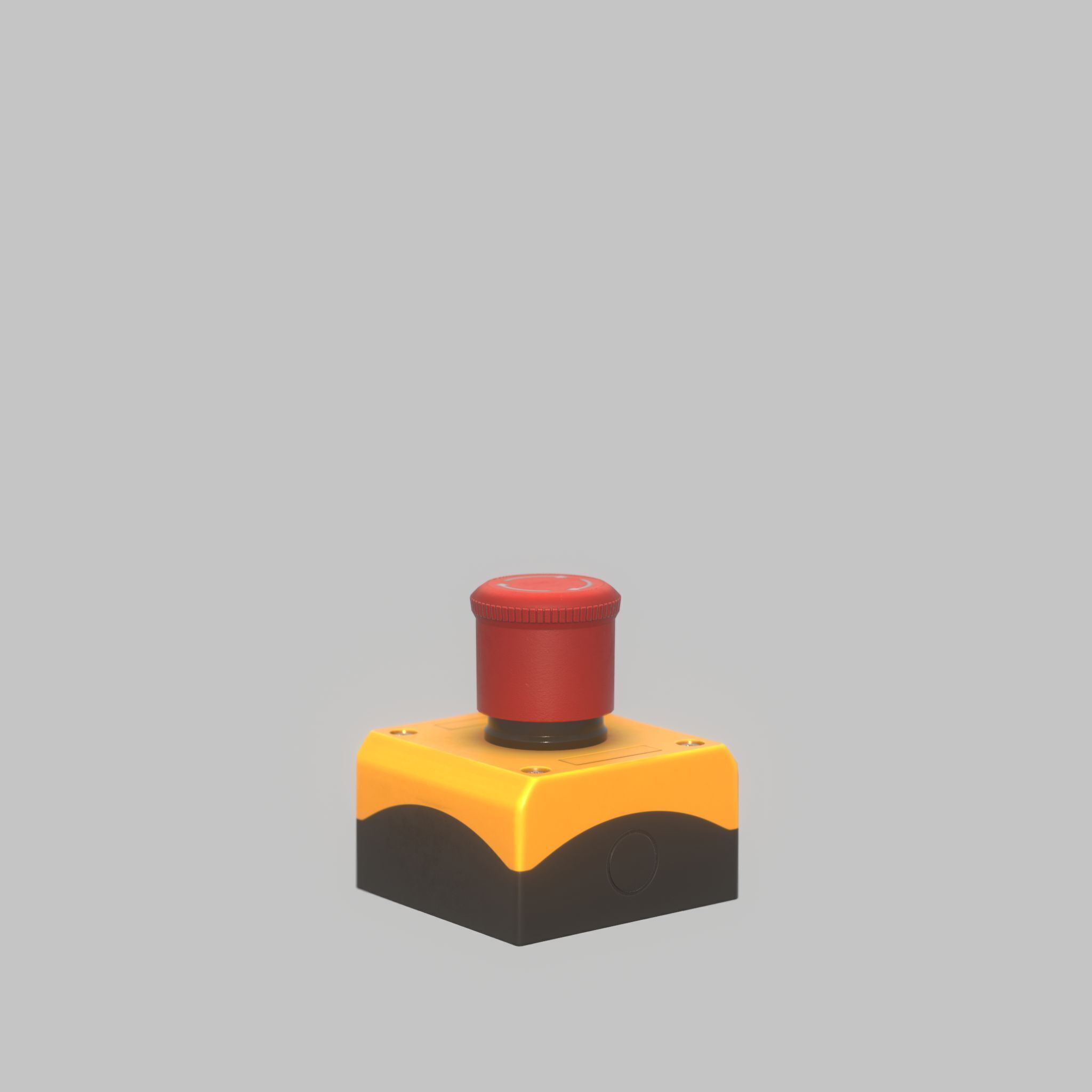 Red push-button emergency stop switch with box Low-poly 3D model_38