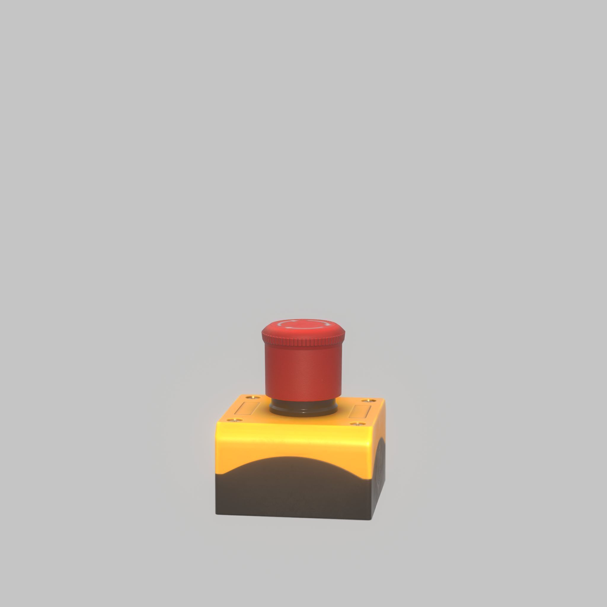Red push-button emergency stop switch with box Low-poly 3D model_35