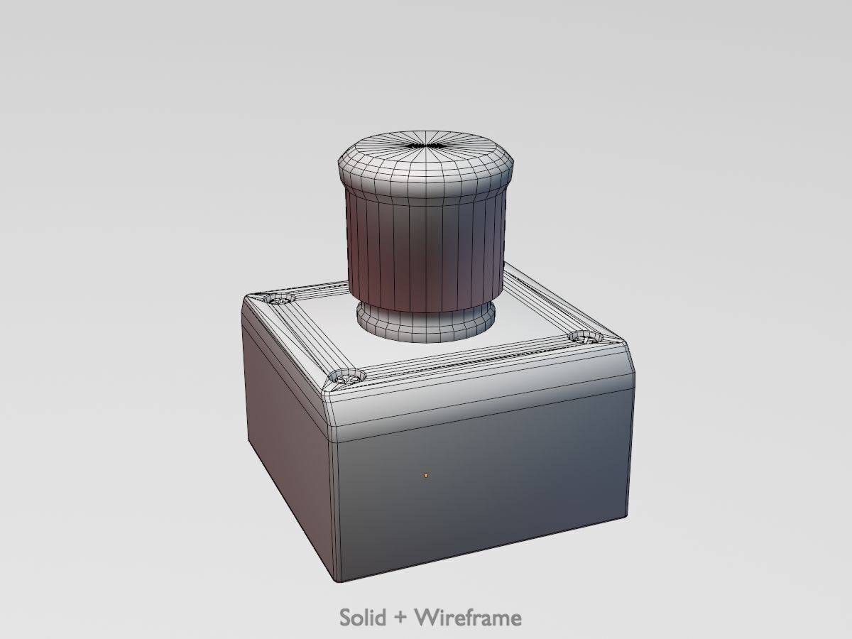 Red push-button emergency stop switch with box Low-poly 3D model_14