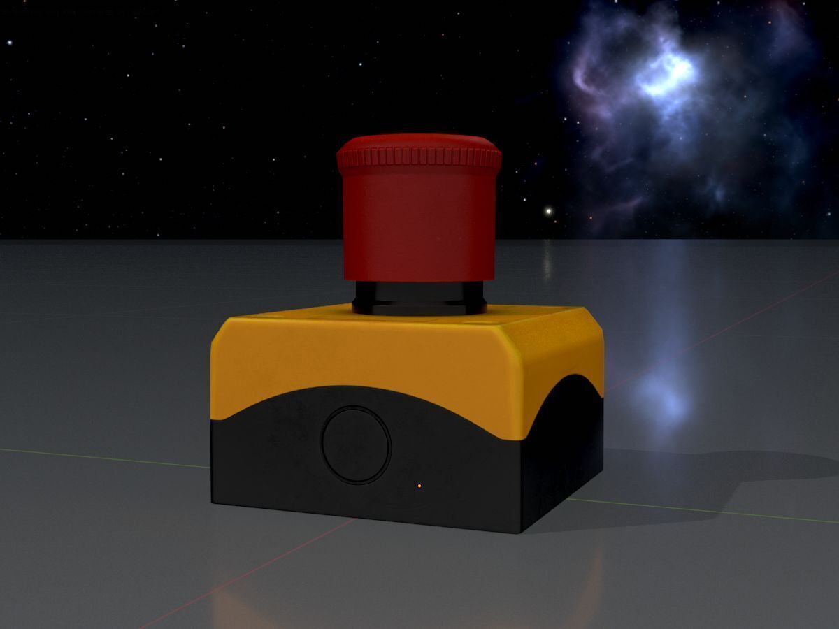 Red push-button emergency stop switch with box Low-poly 3D model_5