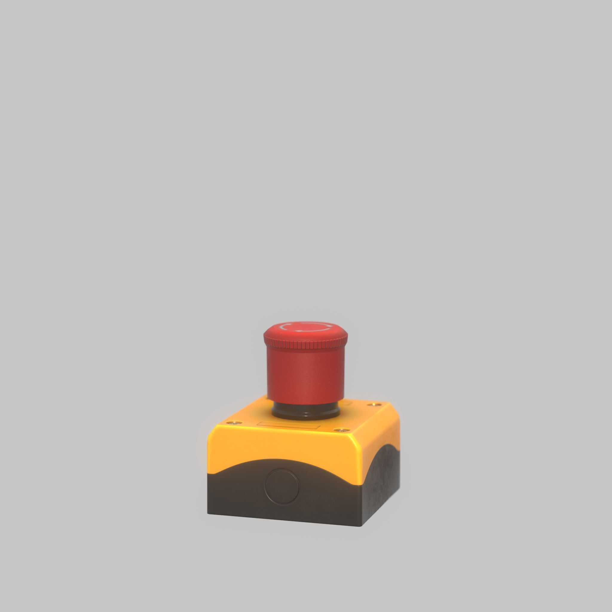Red push-button emergency stop switch with box Low-poly 3D model_50