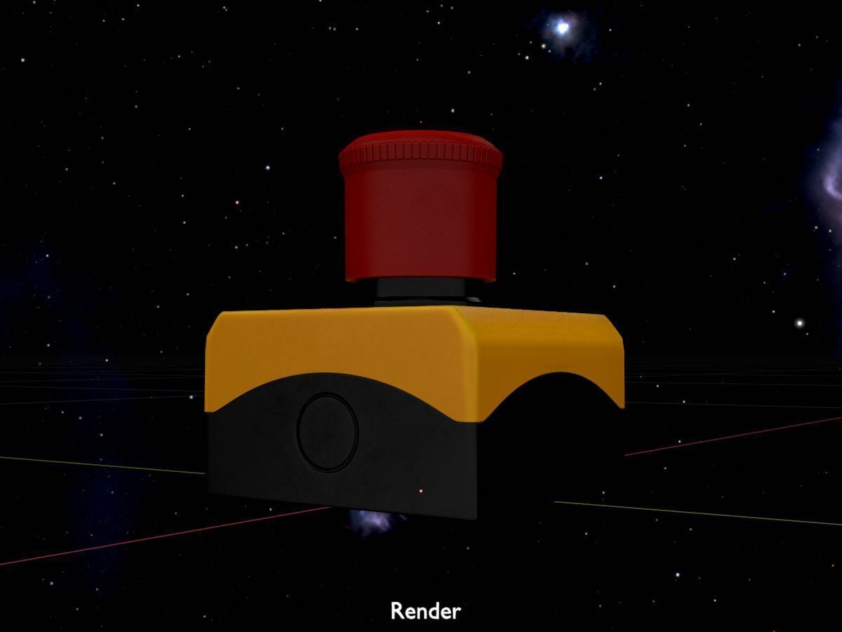 Red push-button emergency stop switch with box Low-poly 3D model_23