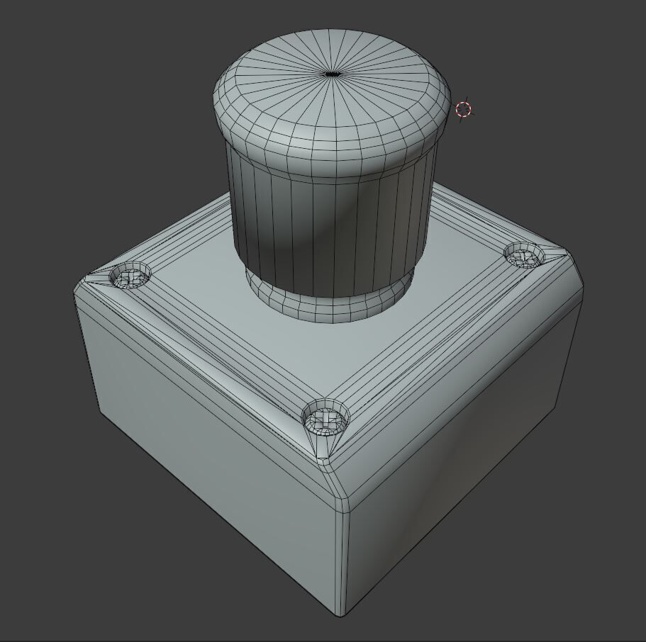 Red push-button emergency stop switch with box Low-poly 3D model_2