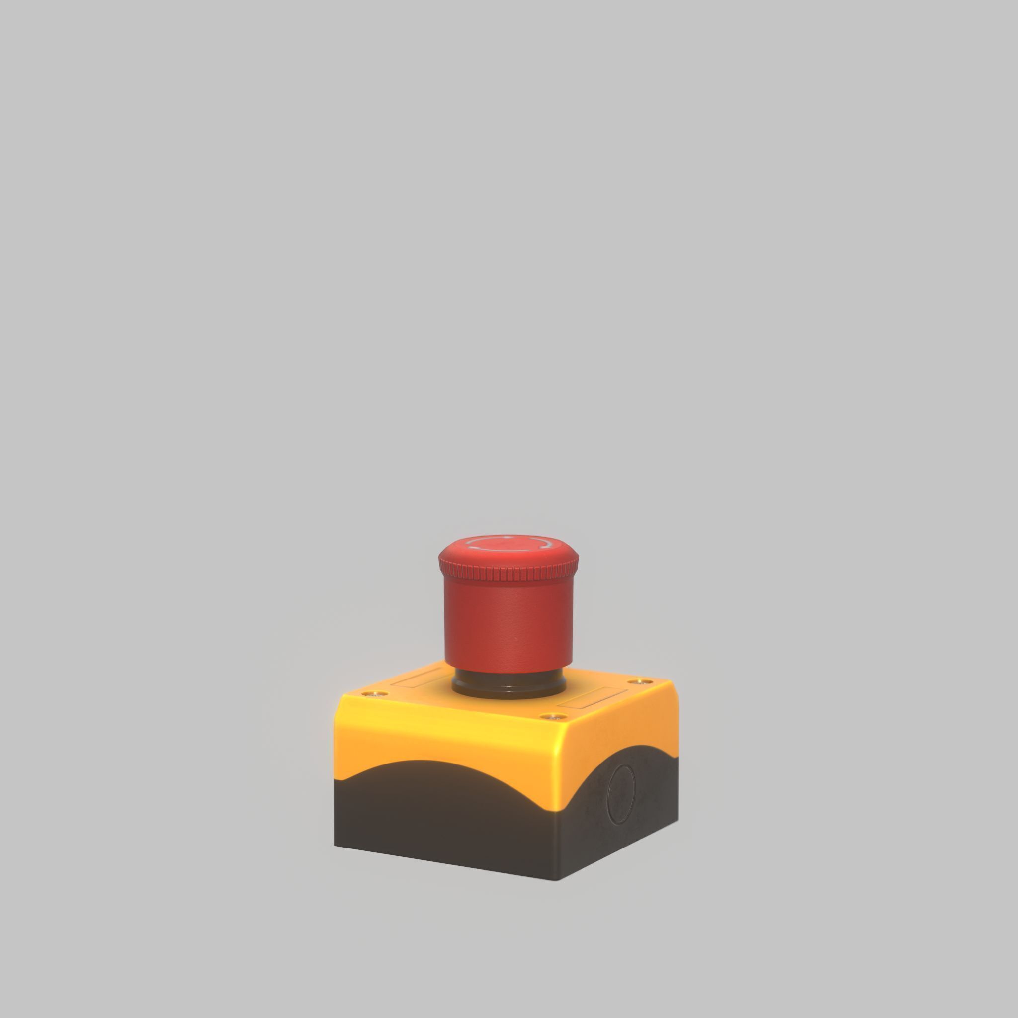 Red push-button emergency stop switch with box Low-poly 3D model_48