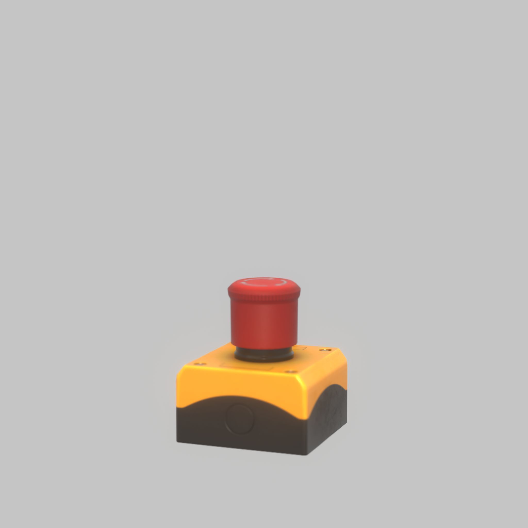 Red push-button emergency stop switch with box Low-poly 3D model_26