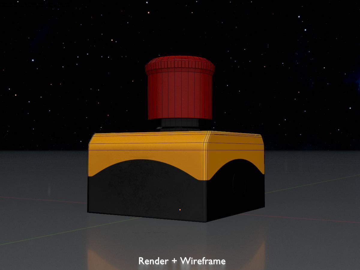 Red push-button emergency stop switch with box Low-poly 3D model_12