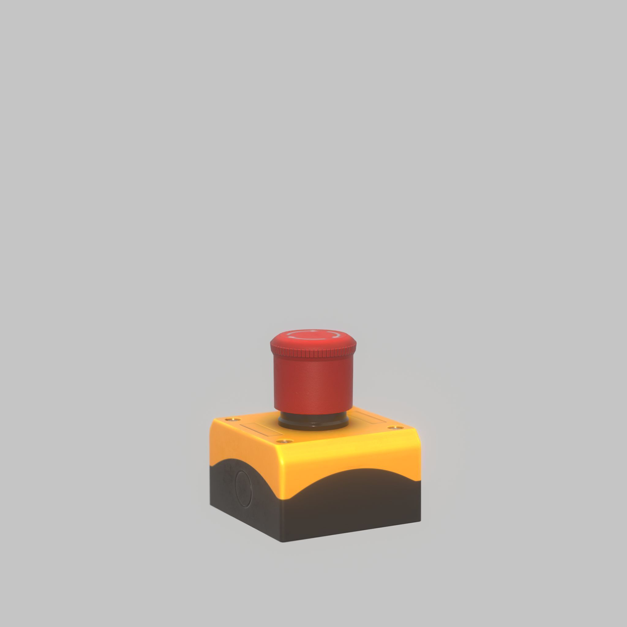 Red push-button emergency stop switch with box Low-poly 3D model_44