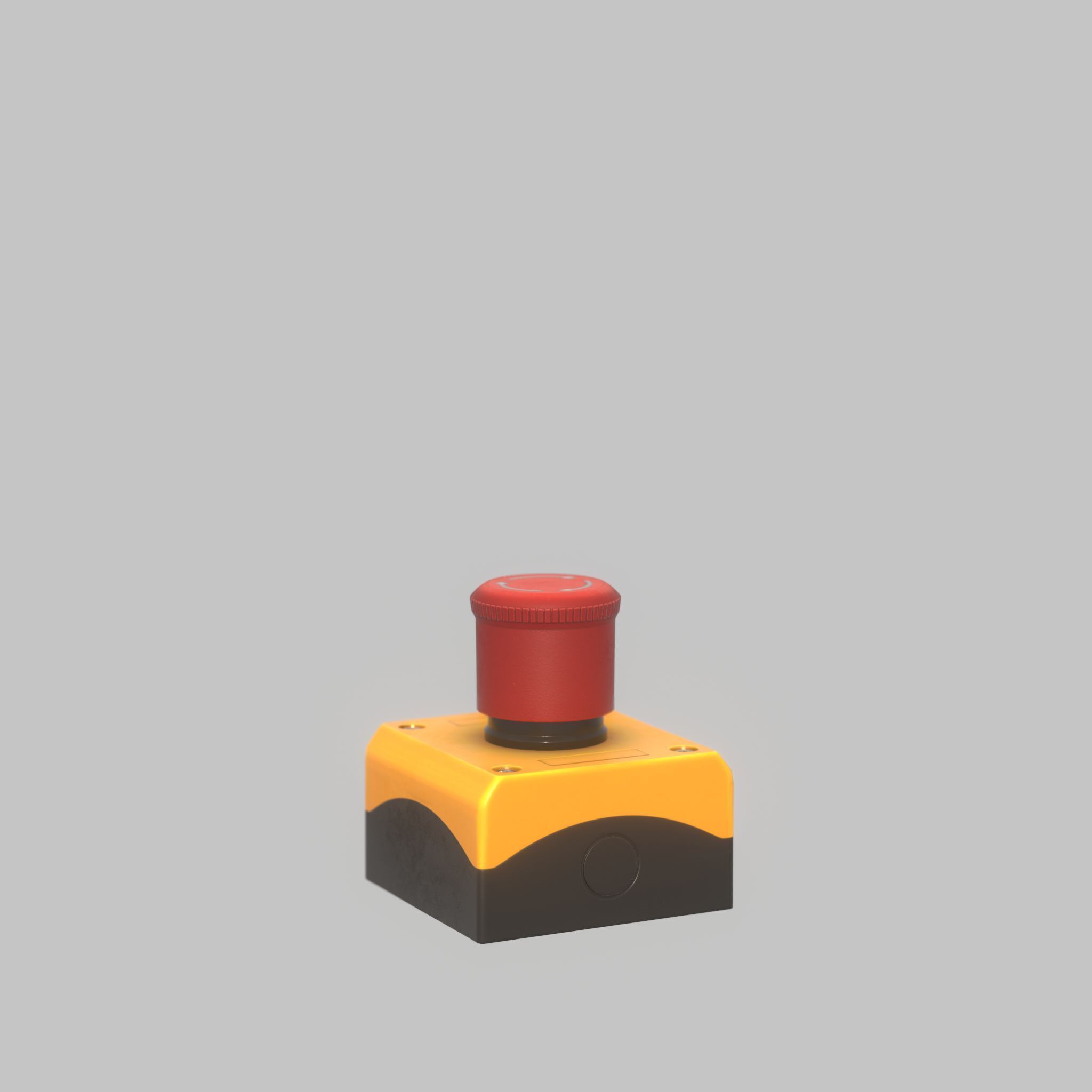 Red push-button emergency stop switch with box Low-poly 3D model_42