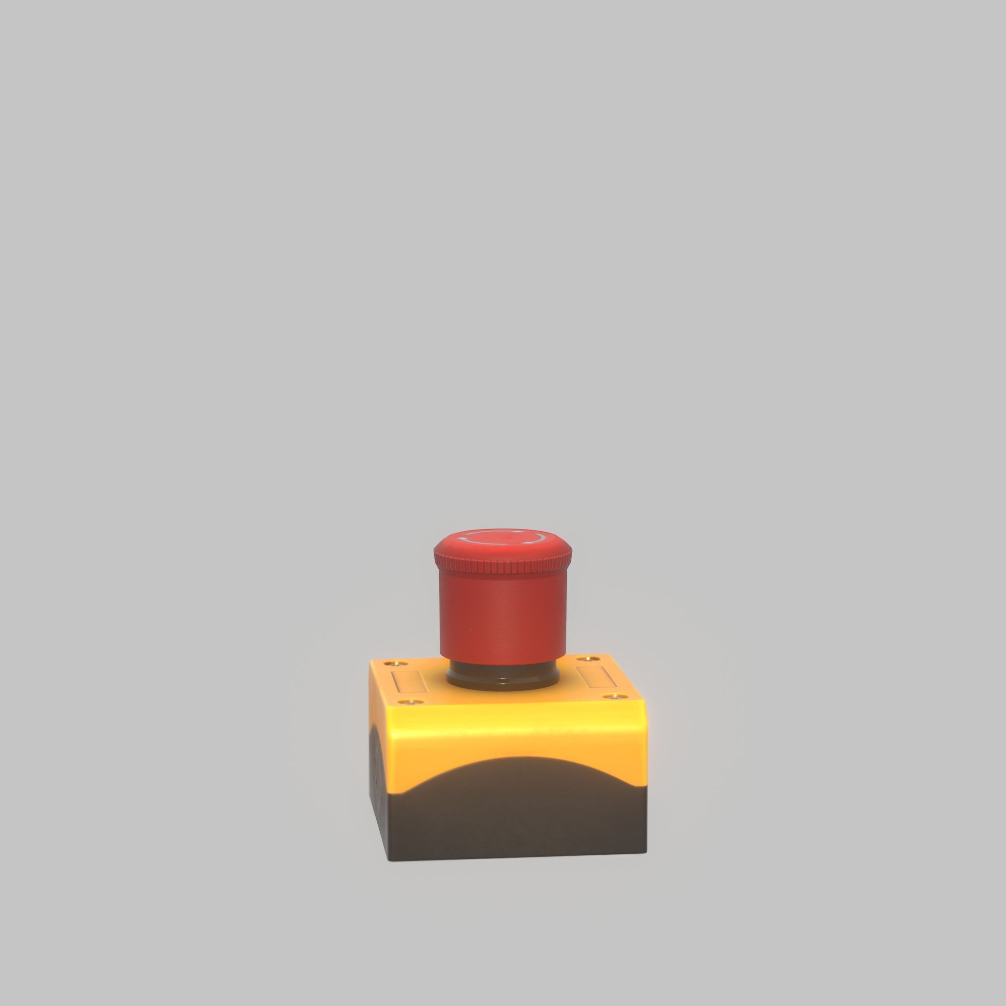Red push-button emergency stop switch with box Low-poly 3D model_40
