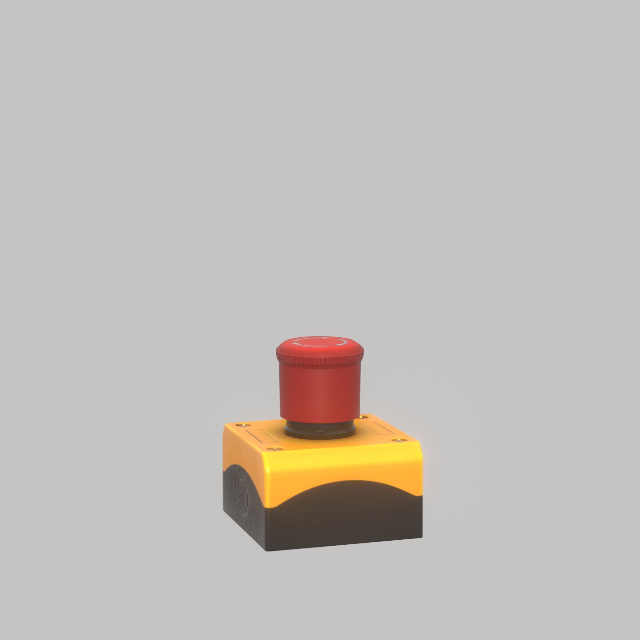 Red push-button emergency stop switch with box Low-poly 3D model_46