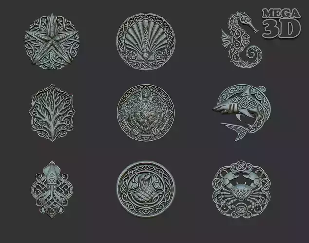Ocean Celtic basrelief Pack 250211  3D Model Collection