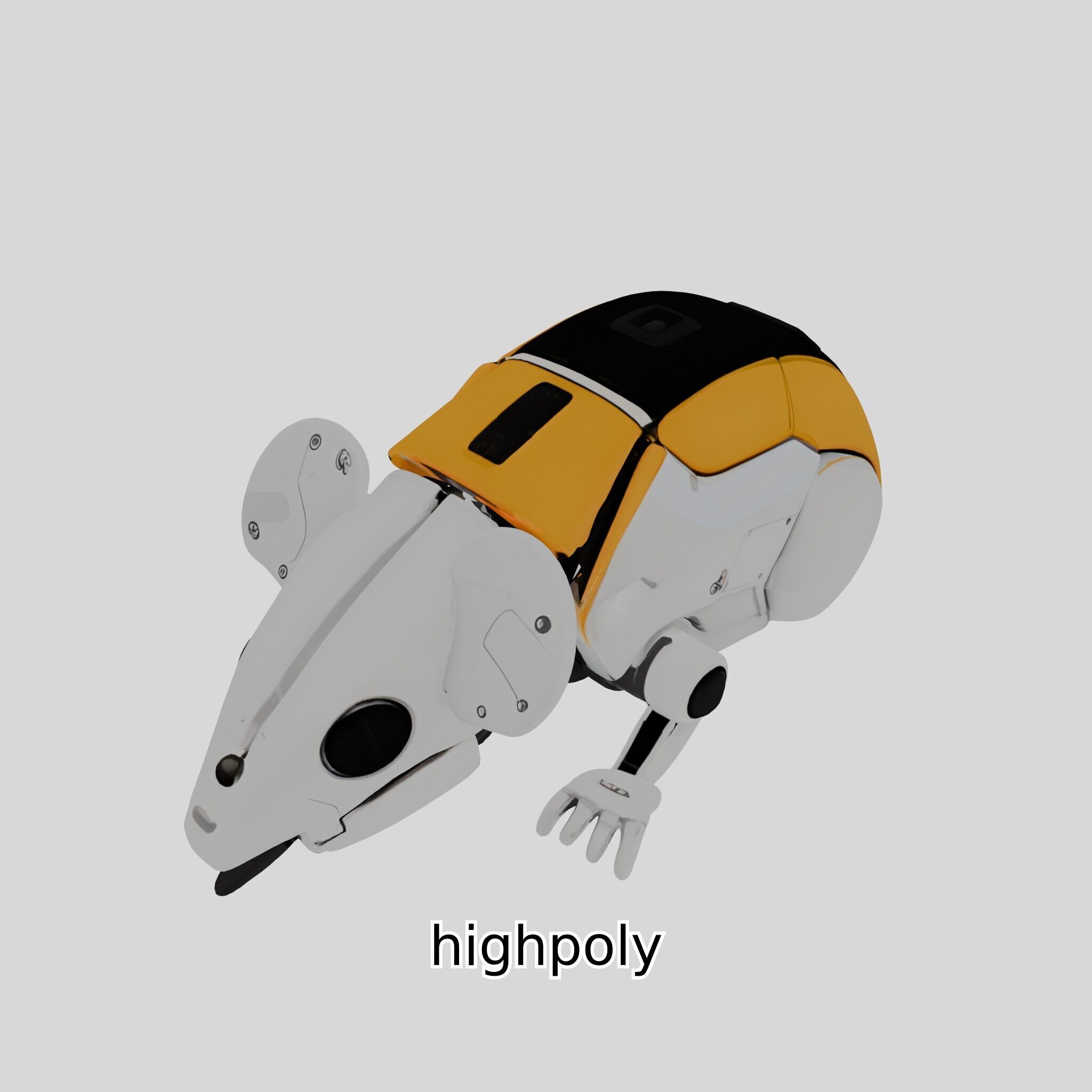 Futuristic Robotic Mouse Model with Modular Design Low-poly 3D model_34